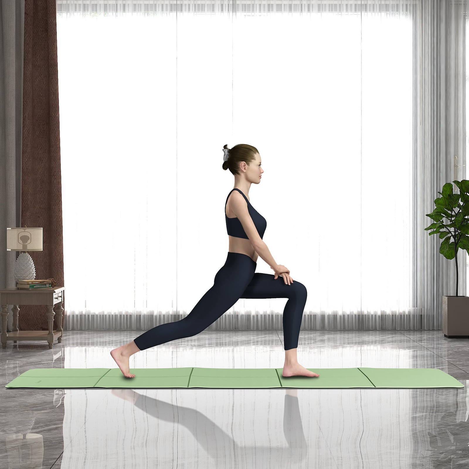 Foldable Yoga Mat for Travel, Two-Tone Yoga Mat, 6mm Thick, with Carry…