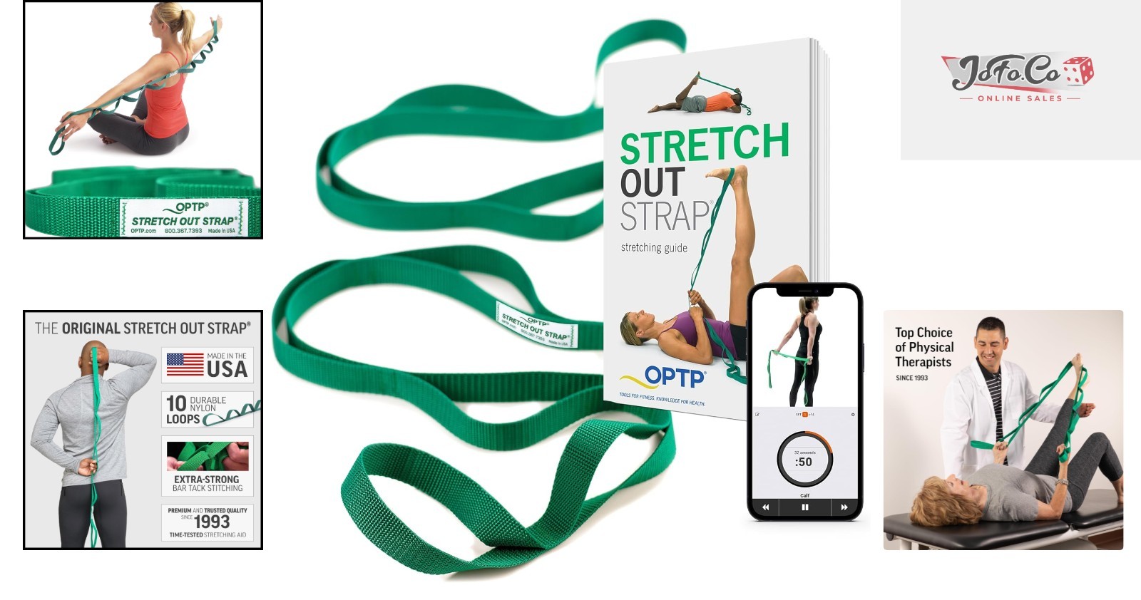 Non-Elastic Green Stretch Out Strap for Optimal Flexibility – 10 Loops Included