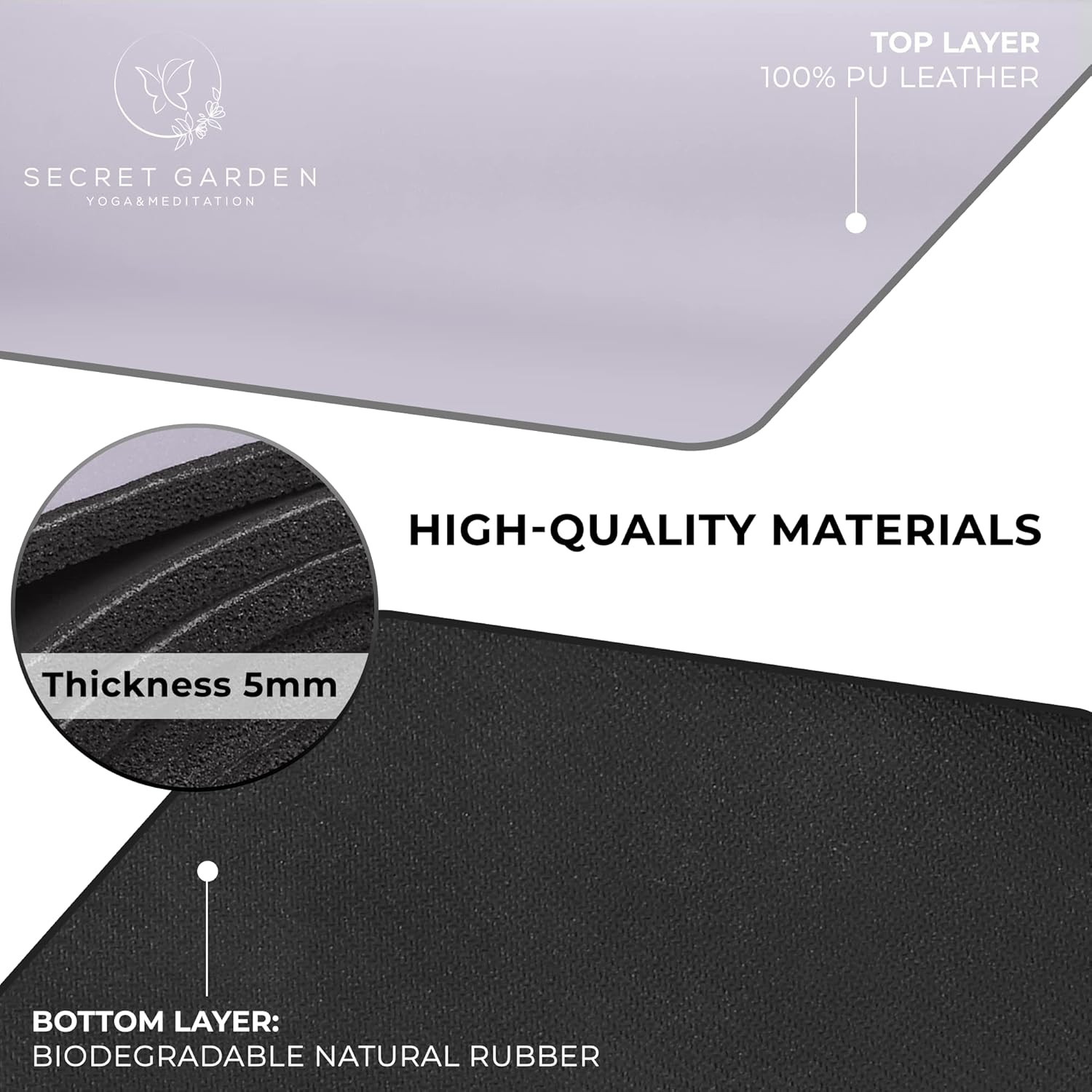 Blossom Non-Slip Yoga Mat – 5mm Thick for Comfort in Pilates & Meditation