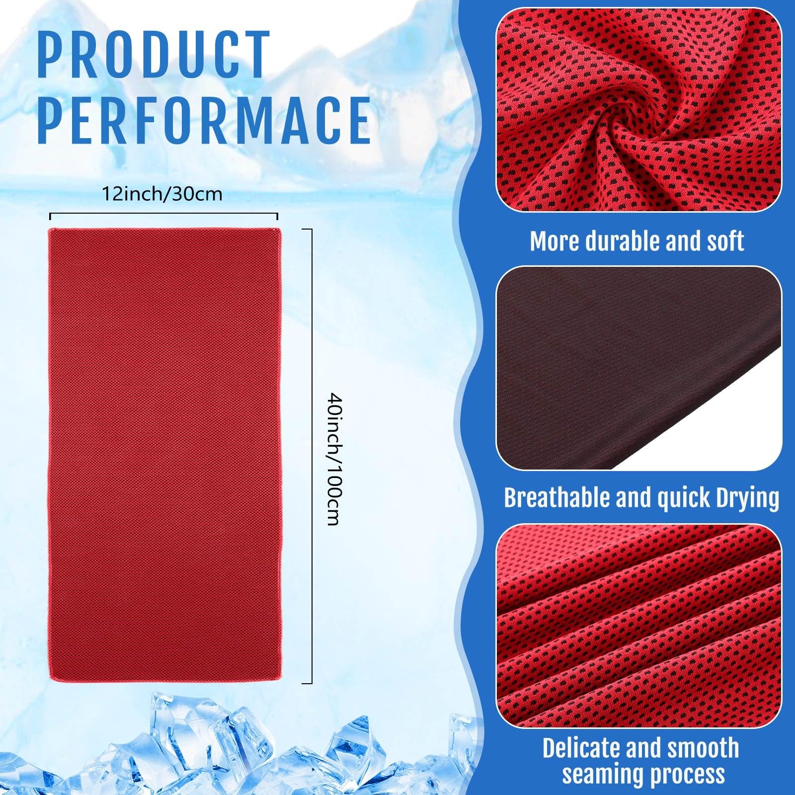 Hosuly 15 Pack Cooling Towels 40&Prime; x 12&Prime; 40 x 12 inches, Red