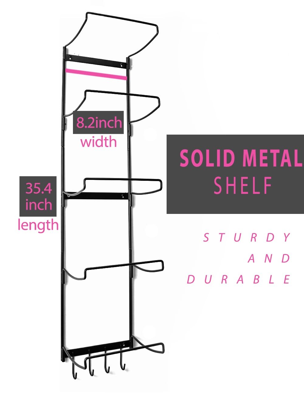 5-Tiers Yoga Mat Holder Wall Mount, Metal Storage Rack for Yoga Mat/Wheels, Foam