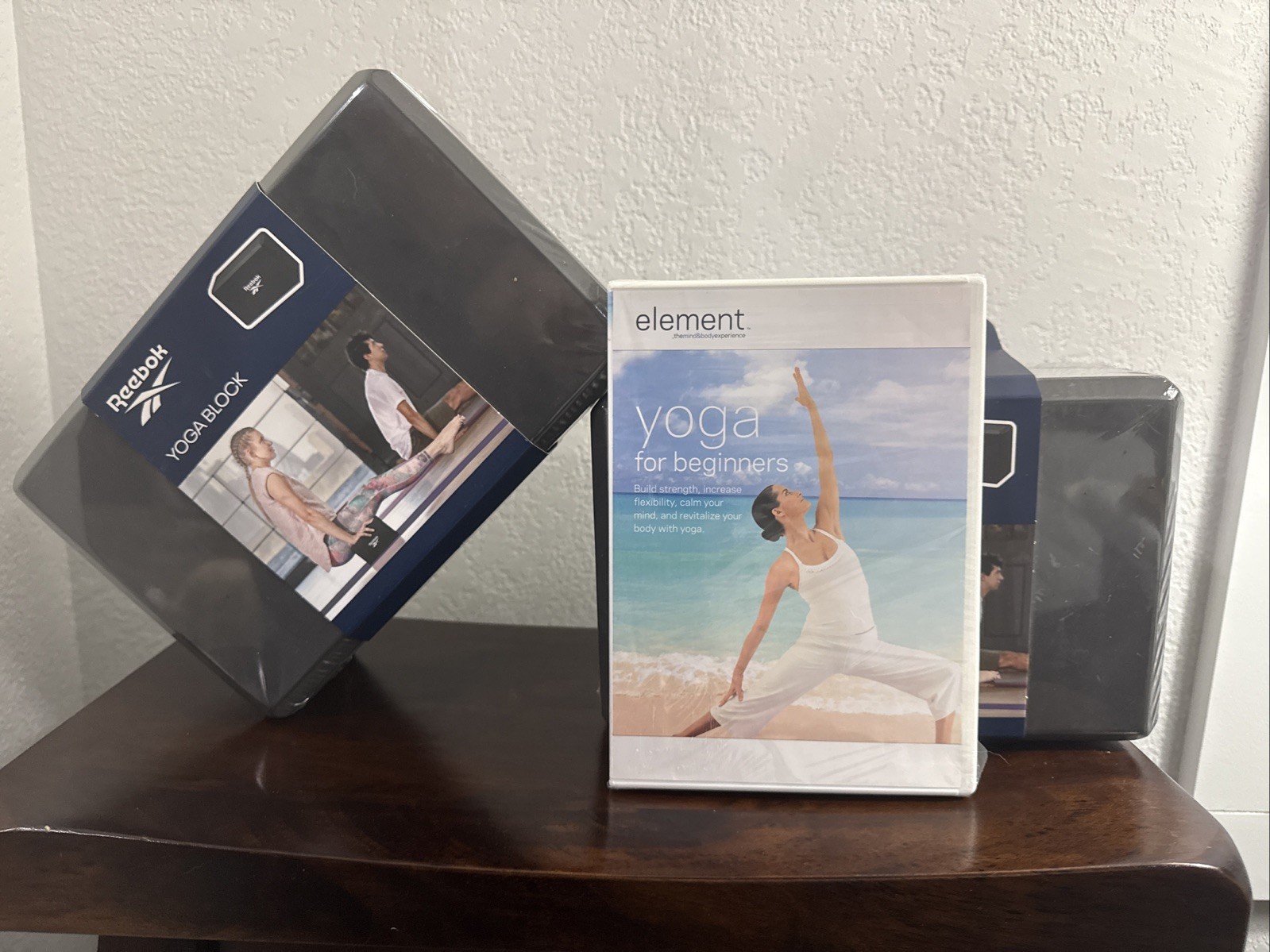 Element Yoga DVD New Beginners- Reebok Yoga Blocks Lot New Factory Sealed