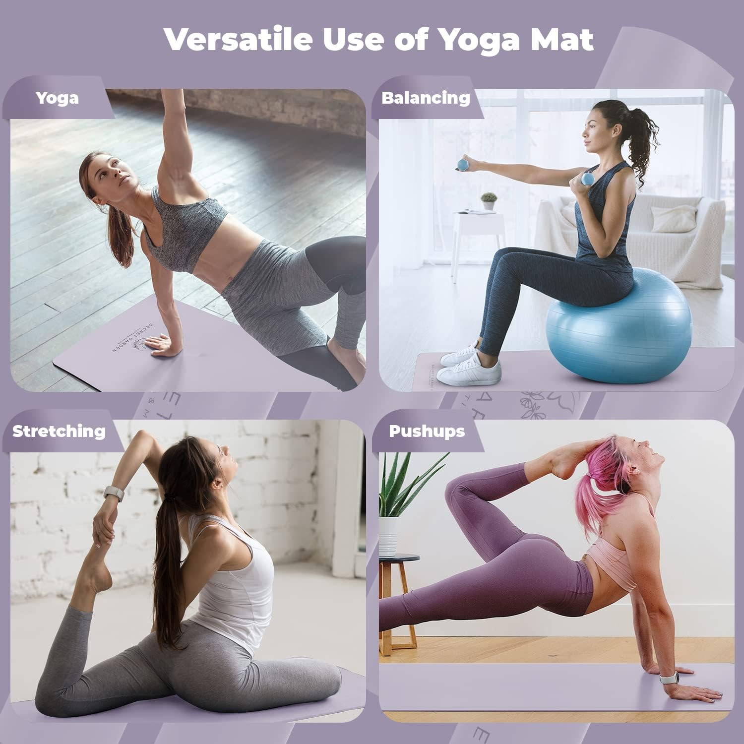 Blossom Non-Slip Yoga Mat – 5mm Thick for Comfort in Pilates & Meditation