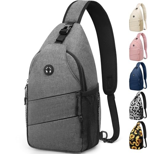 Crossbody Bags for Women Men Trendy Sling Bag Backpack Casual Medium Light Grey