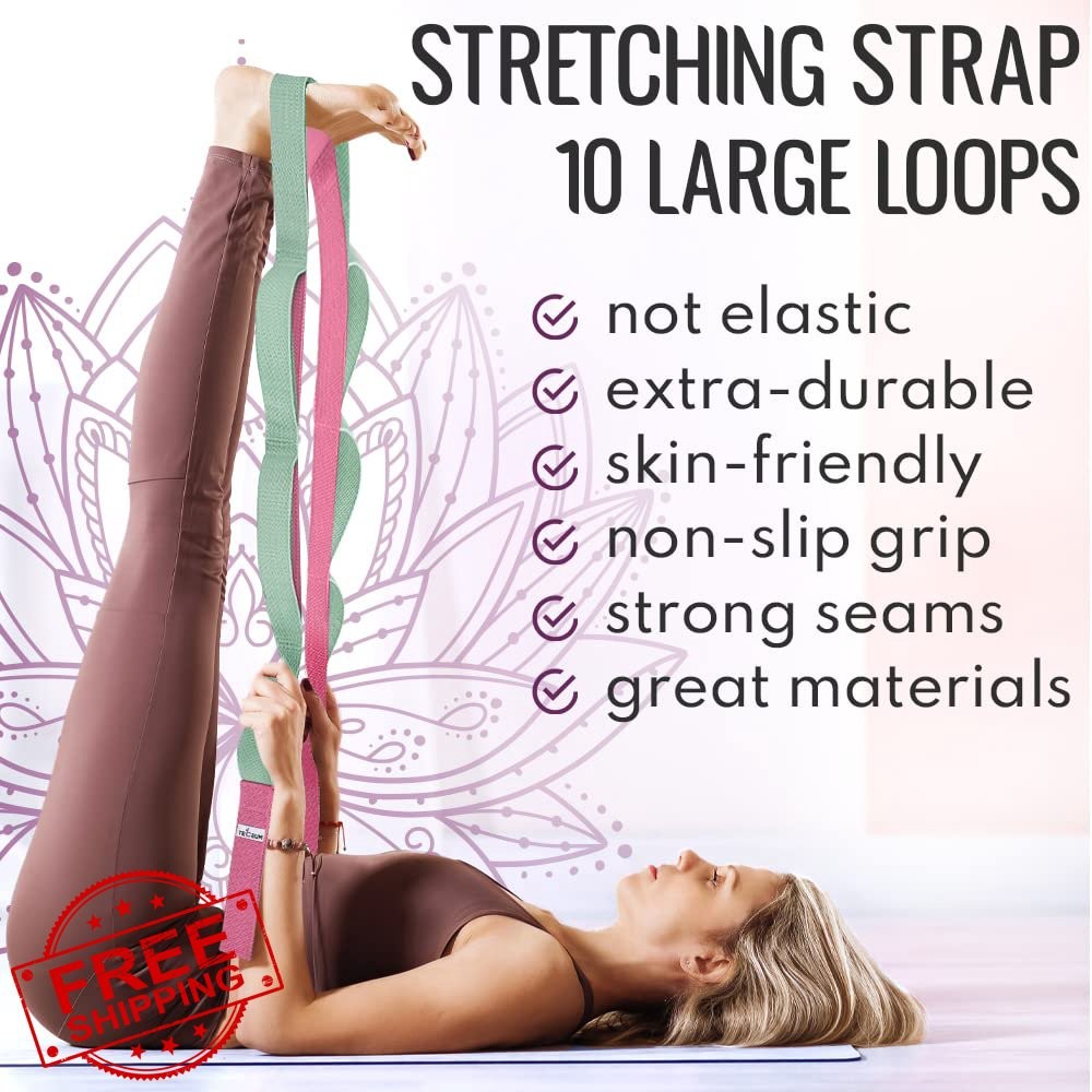 TECEUM Stretching Strap Lavender Green 1.5”W 10 Loops
