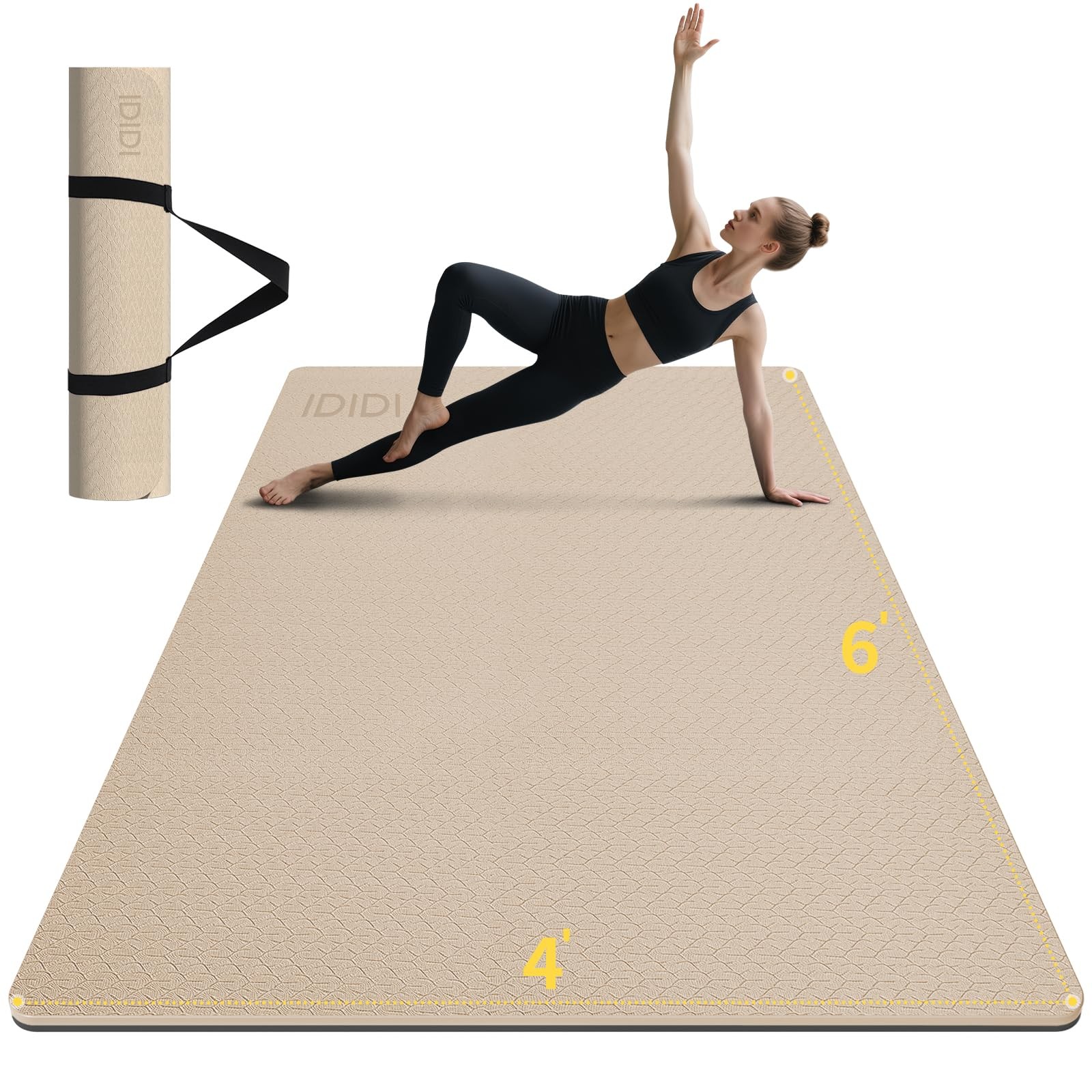 10mm Large Yoga Mat (6&rsquo;x 4&prime;) – Extra Long and Wide 72 x 48 x 0.4 inches, Non-…
