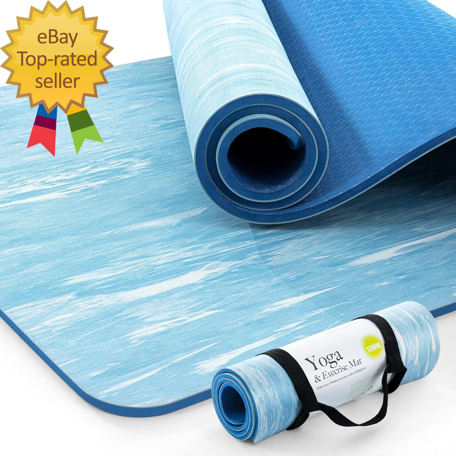 Extra Thick Yoga Mat, 2/5 Inch (10MM), Natural Rubber and TPE Non Slip Yoga Mats