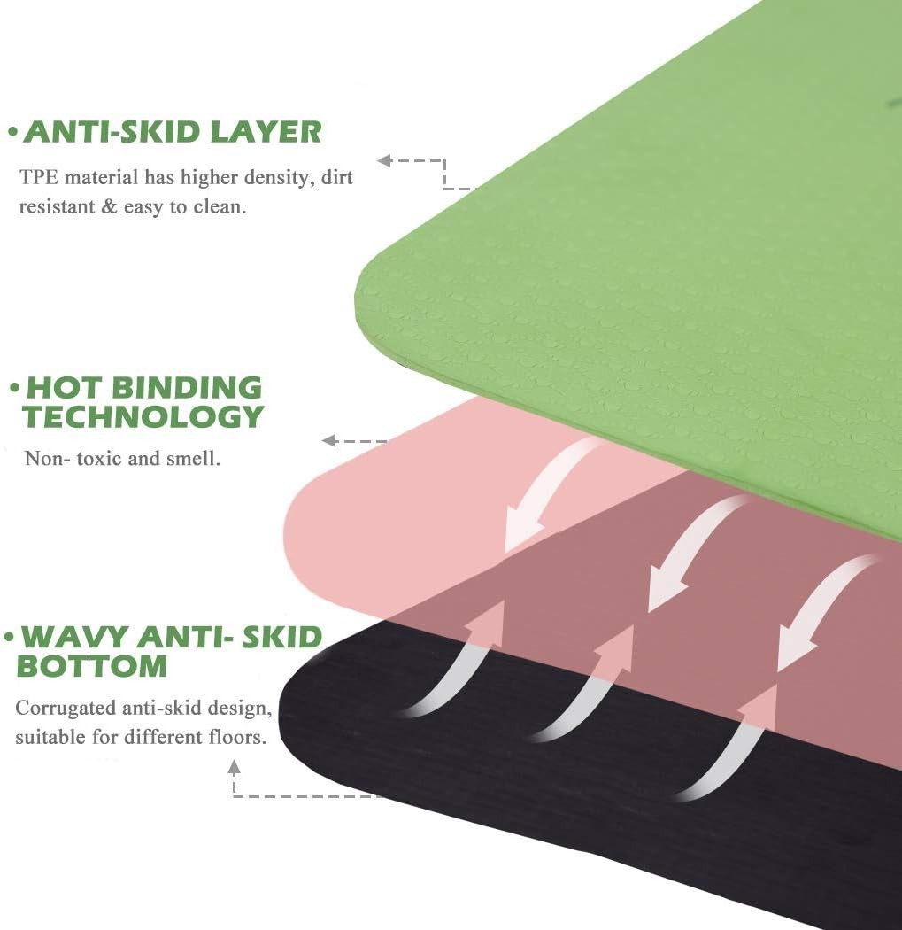 1/4&Prime; Thick Non-Slip TPE Yoga Mat with Carry Strap – Comfort Meets Durability