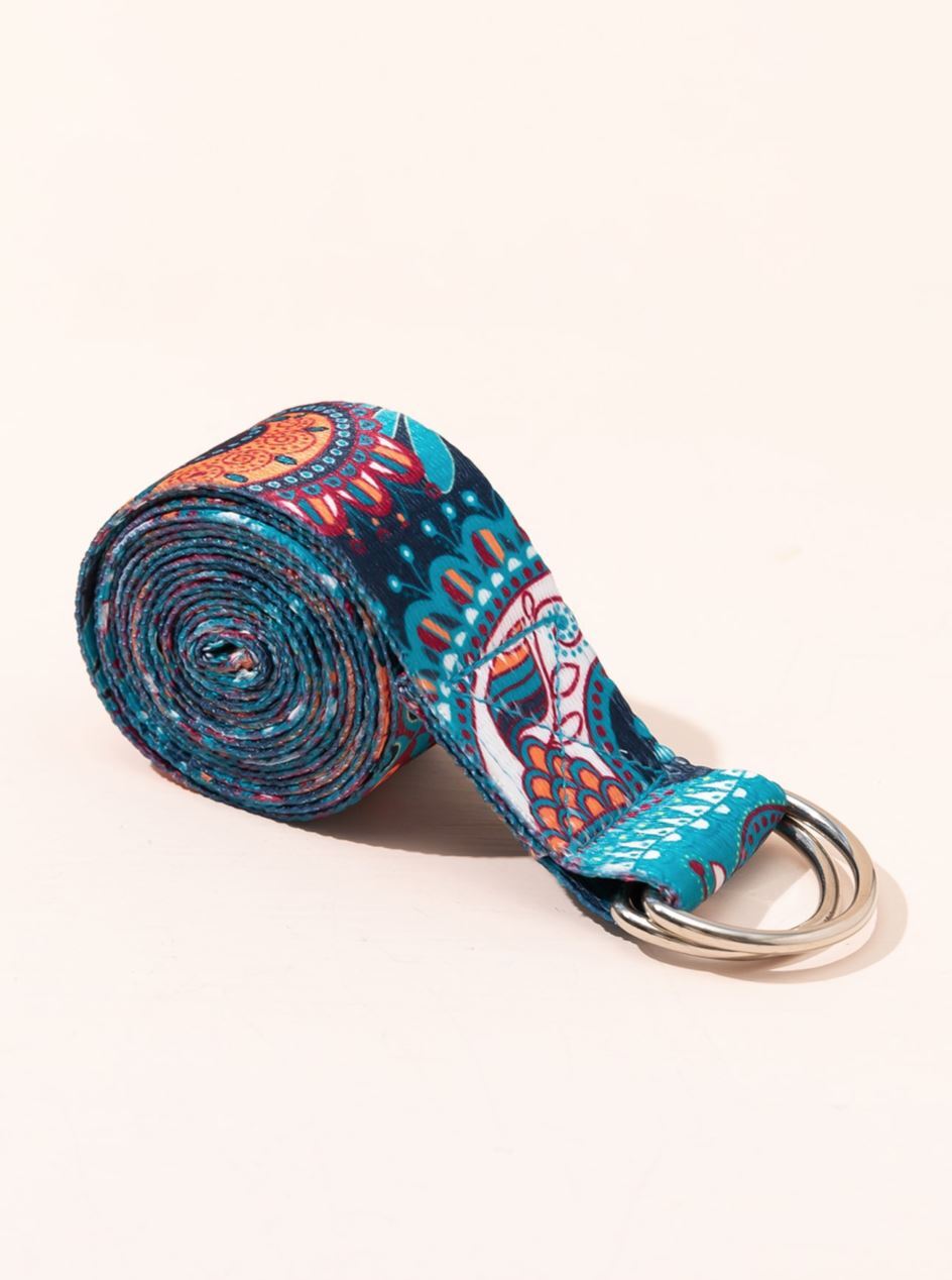 Yoga D-Ring Cotton Resistance Stretching Belt Multicolor