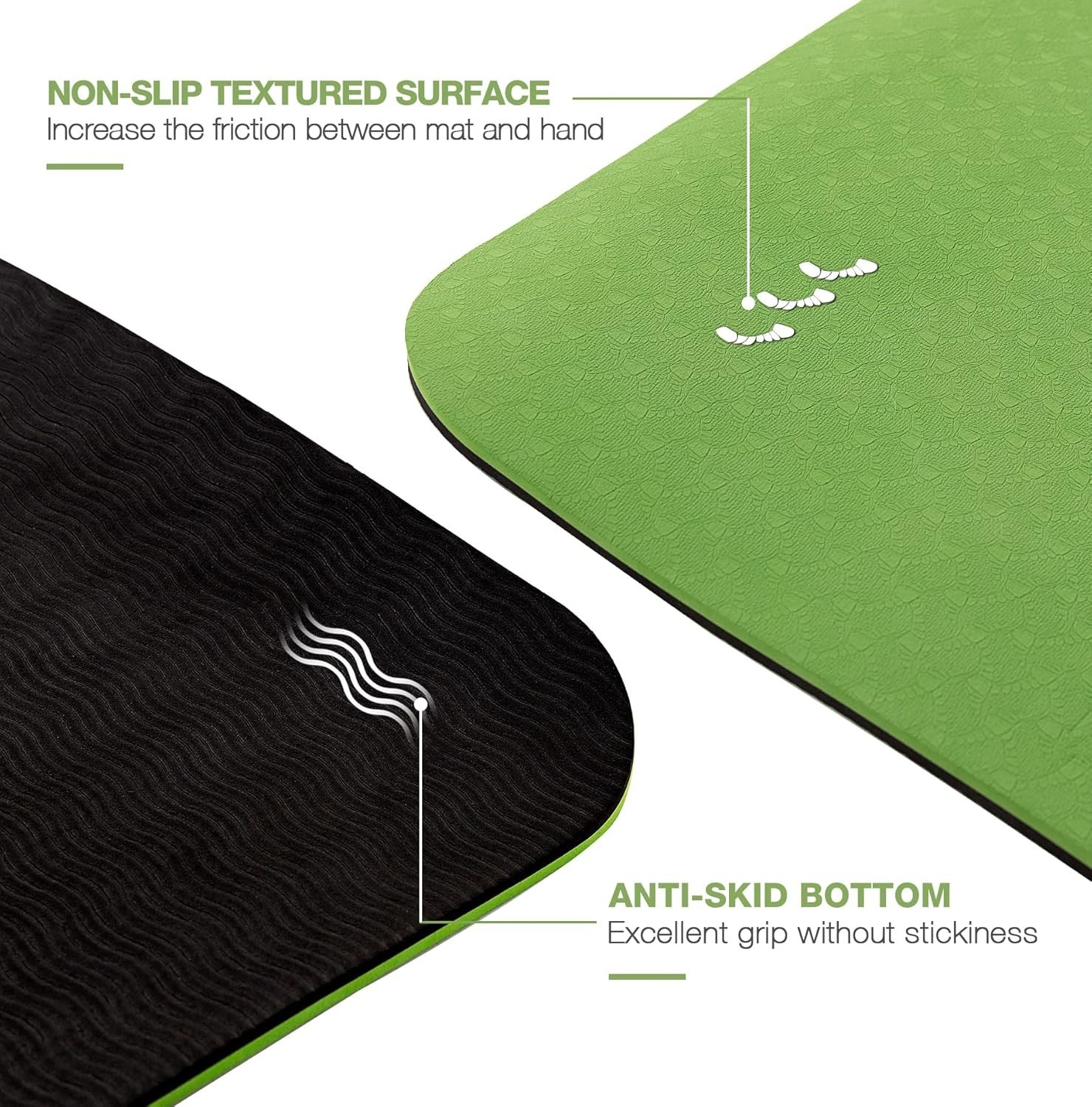 1/4&Prime; Thick Non-Slip TPE Yoga Mat with Carry Strap – Comfort Meets Durability