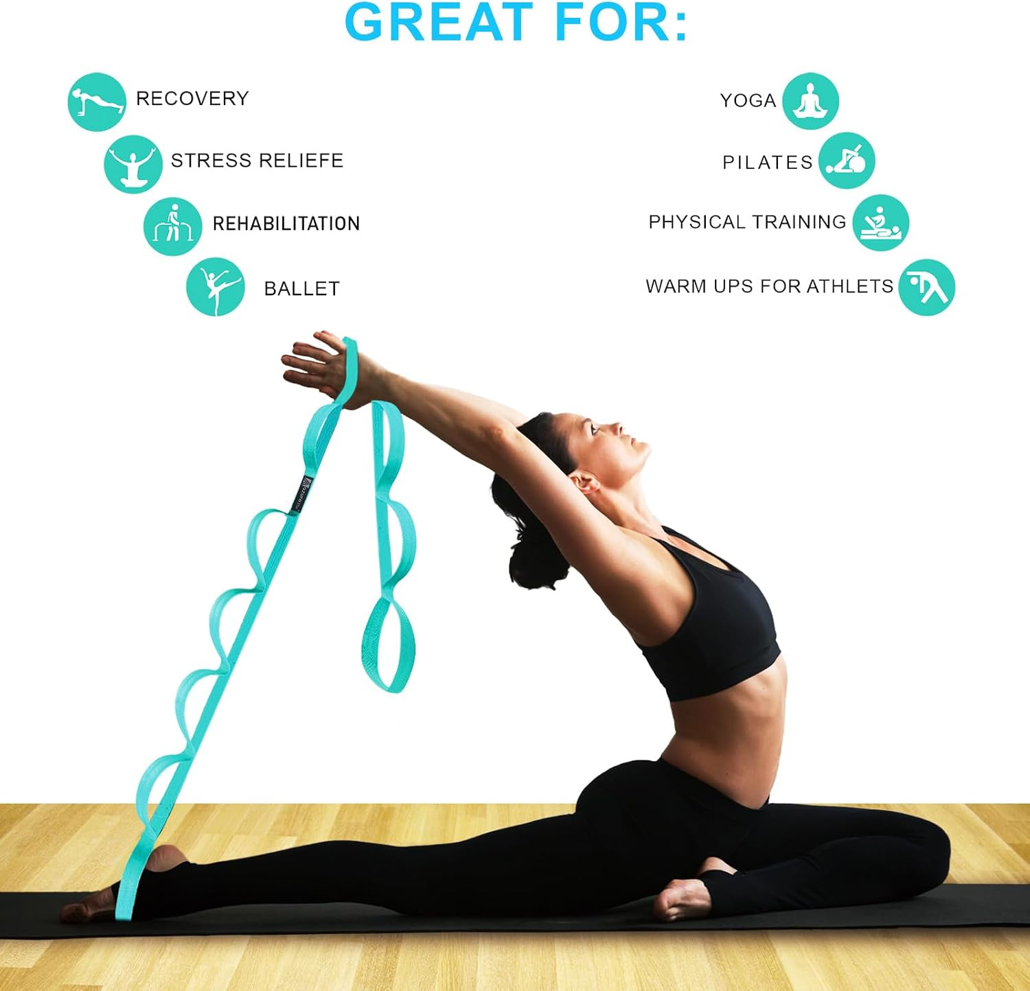 Premium Durable Stretch Straps with Loops, Stretching Strap for Physical Therapy
