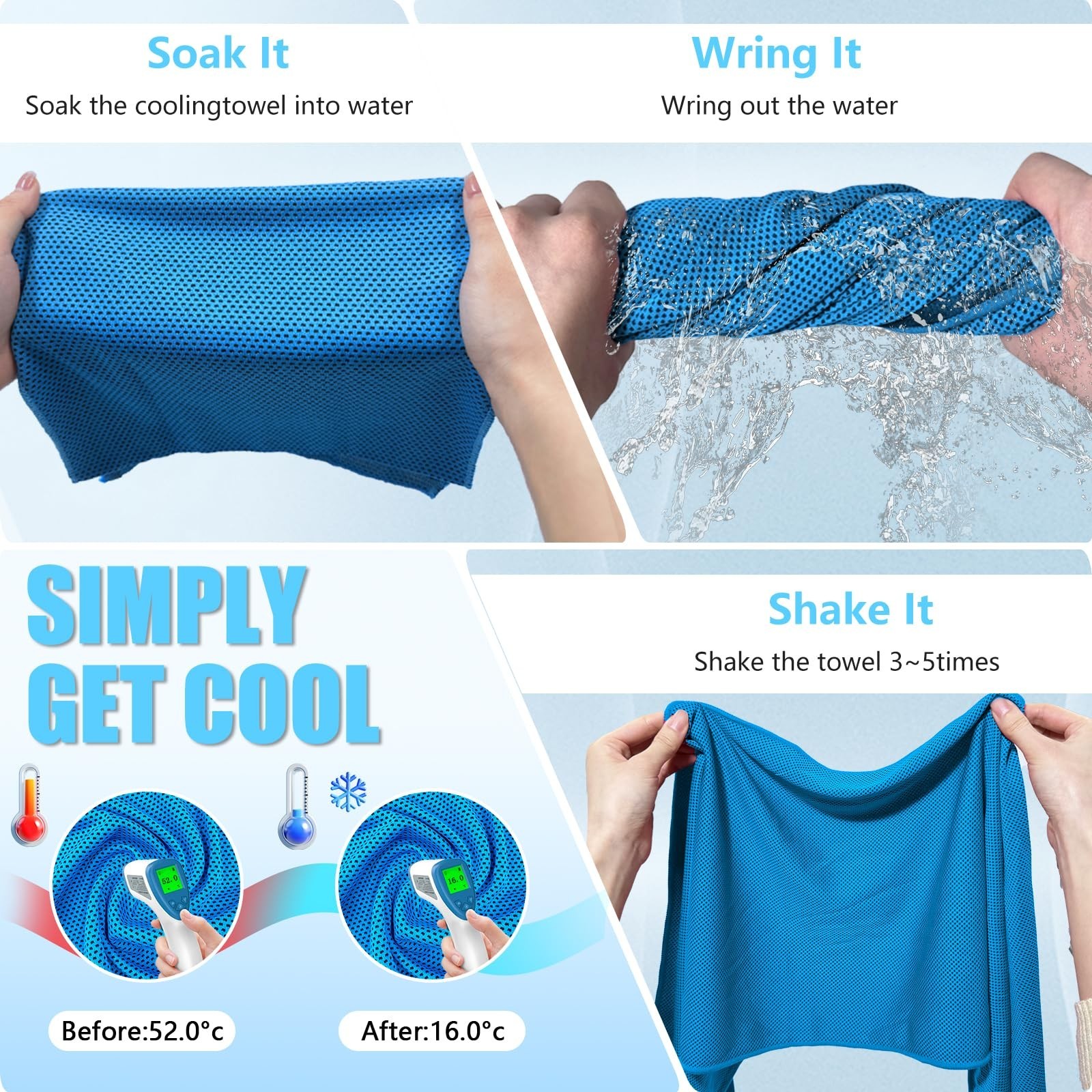 PAWPRO 4 Packs Cooling Towels for Neck and Face, Soft Breathable Gym Towels w…
