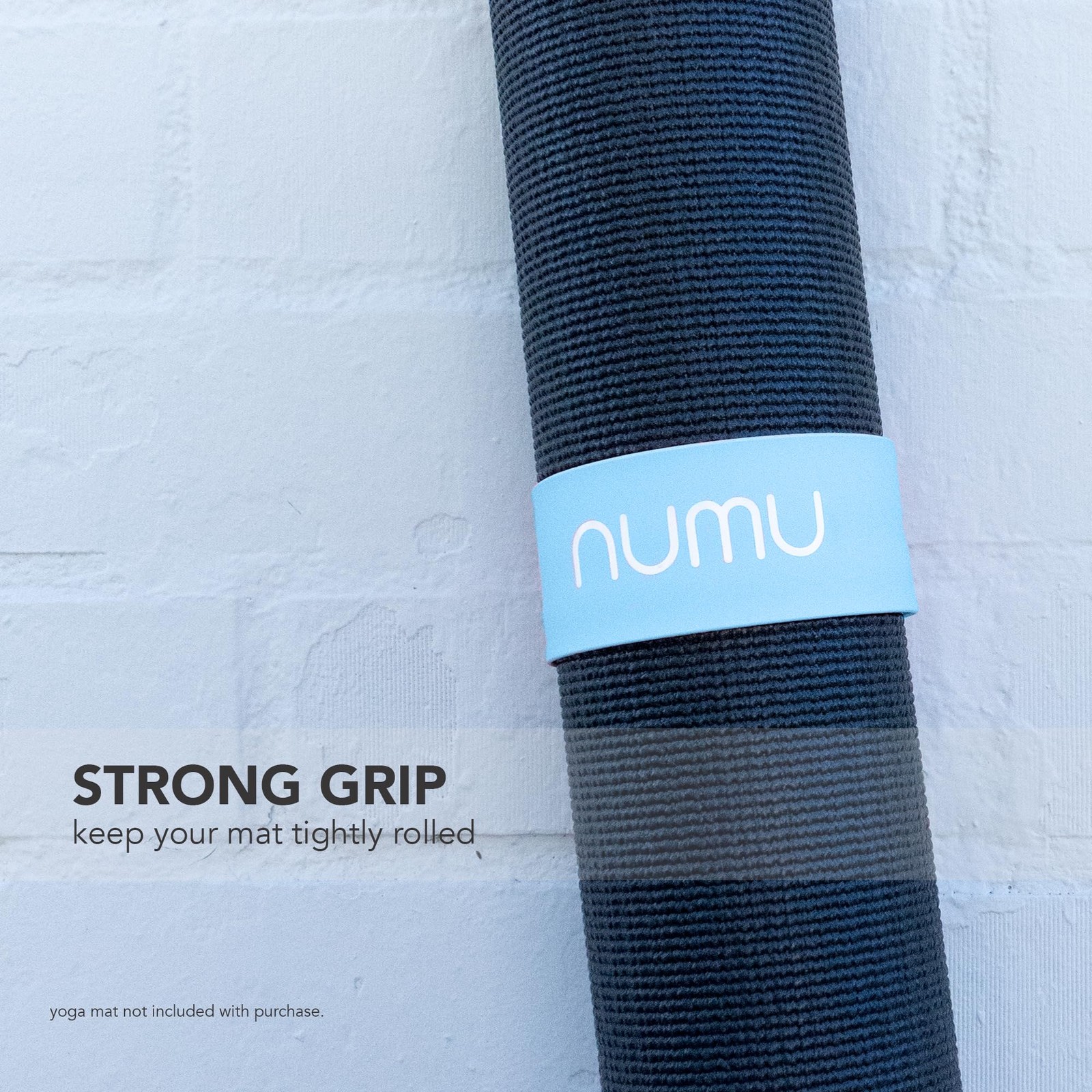 Numu Yoga Mat Strap Slap Band – Easy Snap On to Keep Exercise Small, Blue