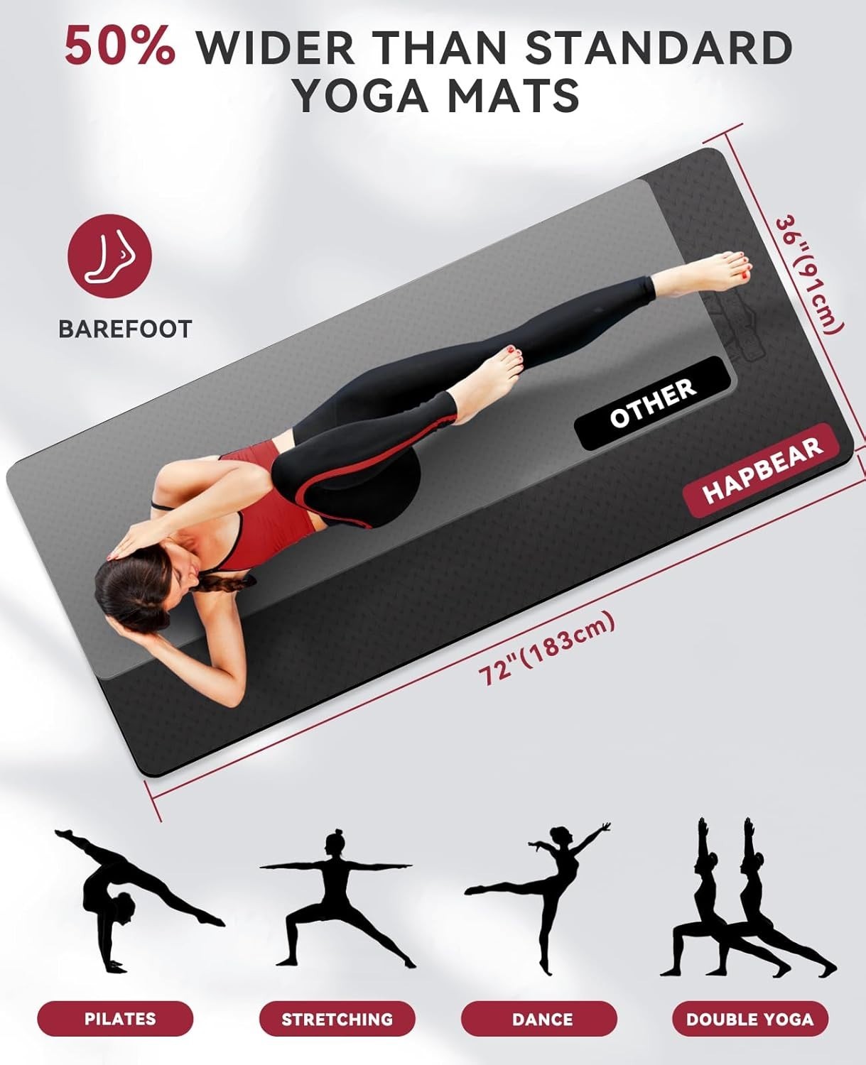 Durable Extra Wide 72&Prime;x36&Prime; Yoga Mat for Intense Workouts – Includes Carry Bag