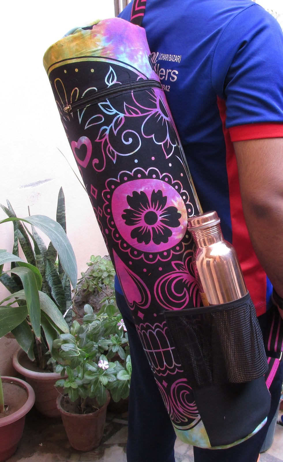 Indian Multi Flower Yoga Mat Carrier Bag Mandala Large Bag With Shoulder Strap