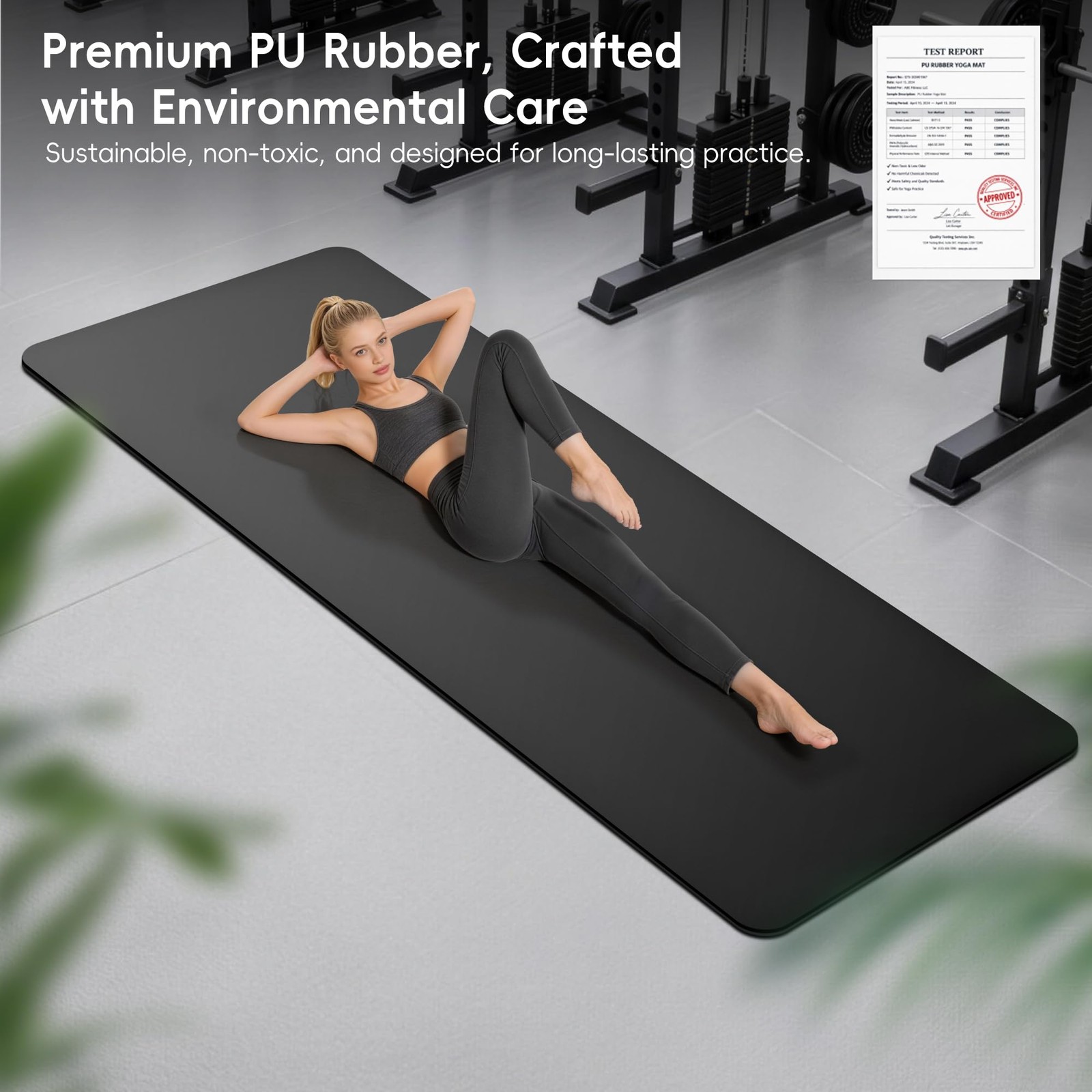 Professional PU & Natural Rubber Yoga Mat – Non Slip 5mm Thick Workout Mats f…