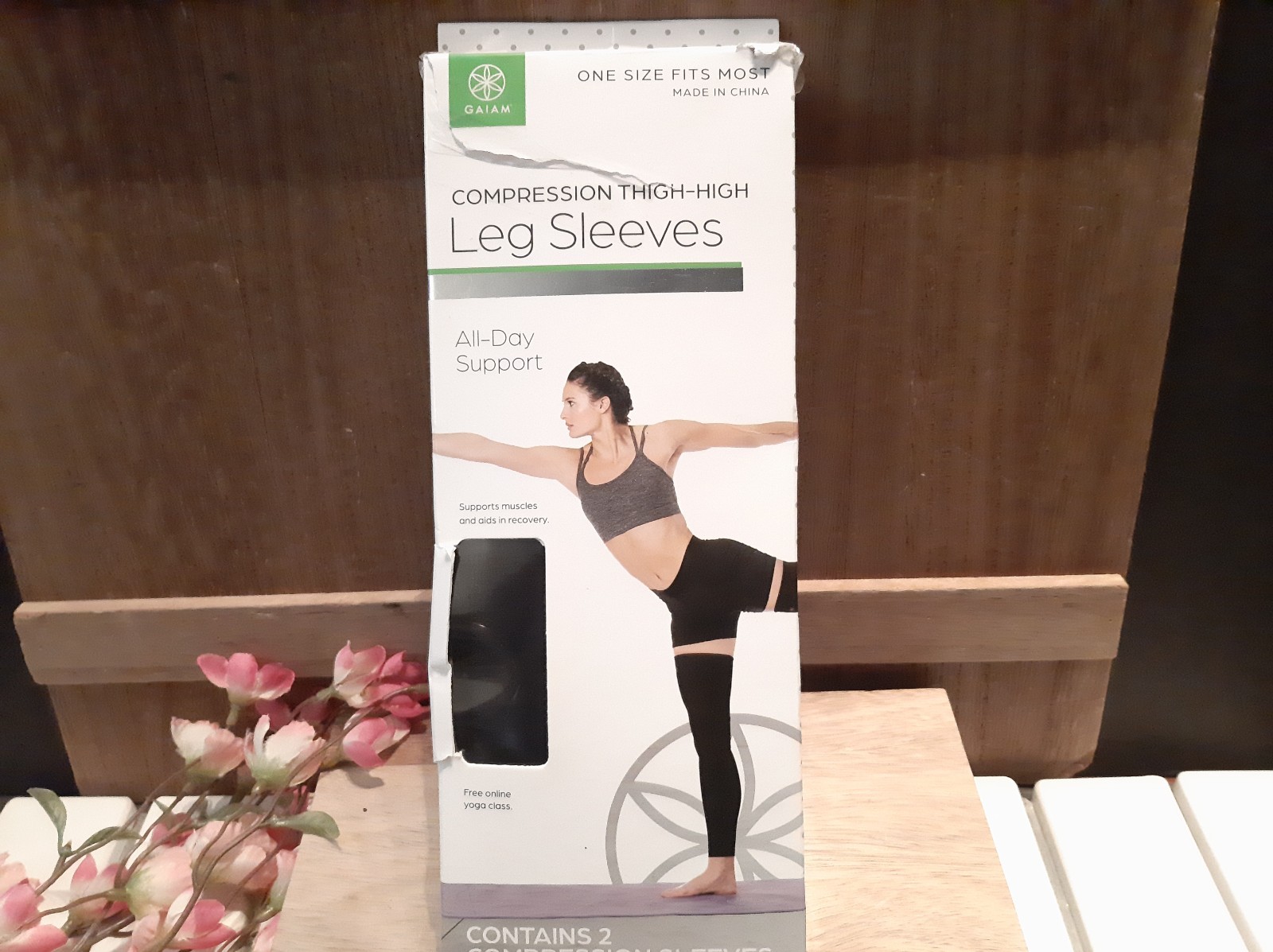 Gaiam Yoga Compression Thigh High Leg Sleeves Pilates, Training