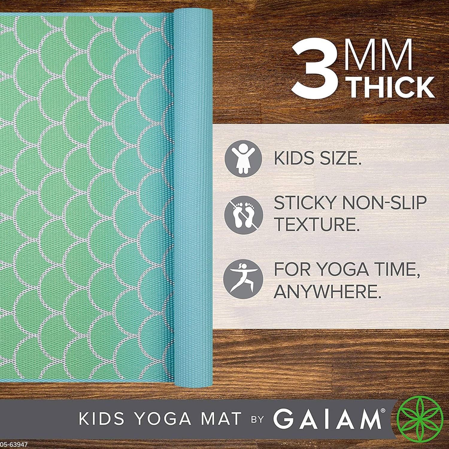 Yoga Exercise Mat for Kids 60&Prime;x24&Prime; 3mm w/ Playful Prints for Babies & Toddlers