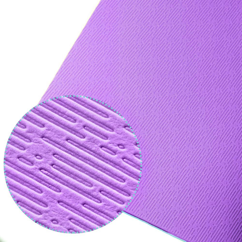 Hatha Yoga Extra Thick TPE Mat – 72&Prime;x 32&Prime; 32Wx72Lx12mm, Purple/Green
