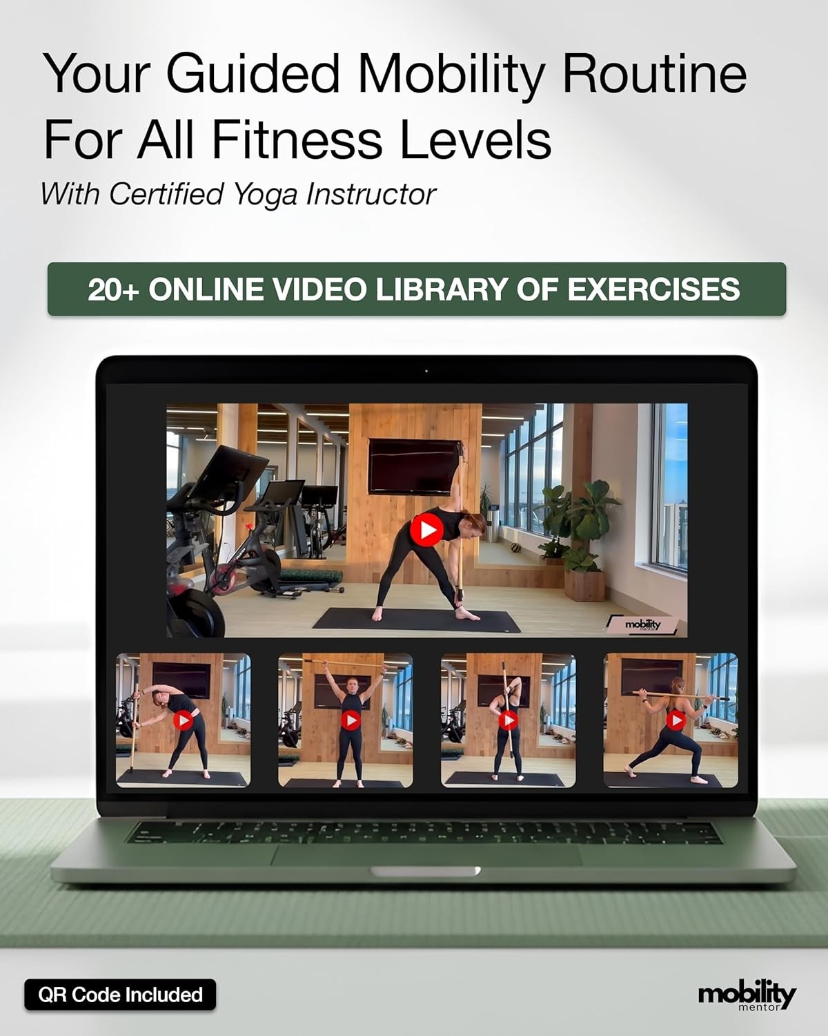 Yoga Stick 5ft Bamboo Stretching Stick with Video Tutorials