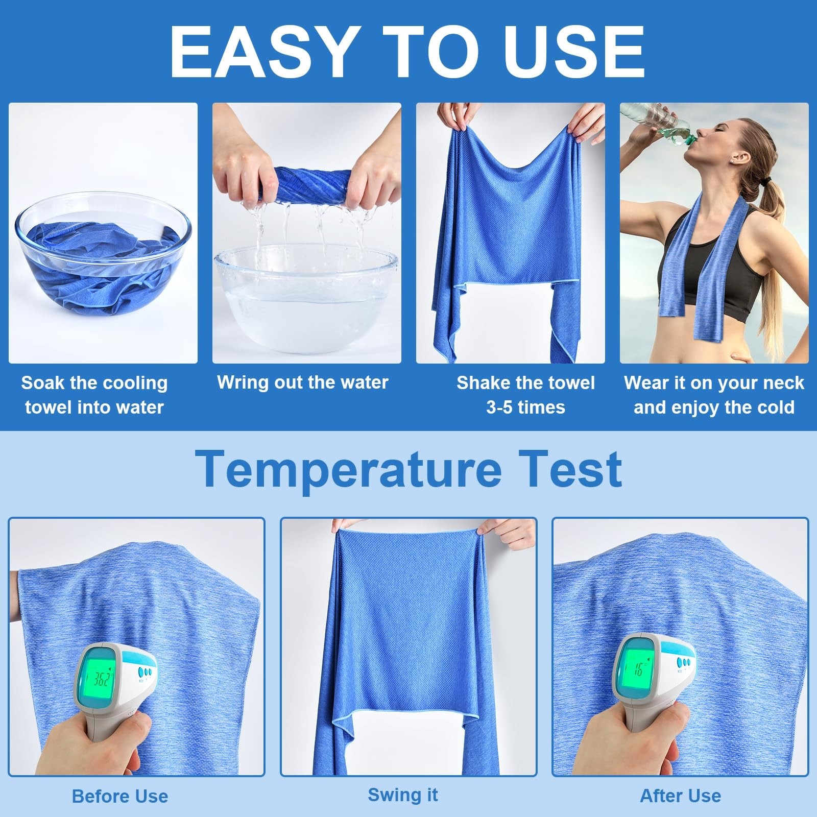Pleneal Cooling Towels – 6 Pack Cooling Towel (40&Prime;x12&Prime;), Ice Gym Towels for W…