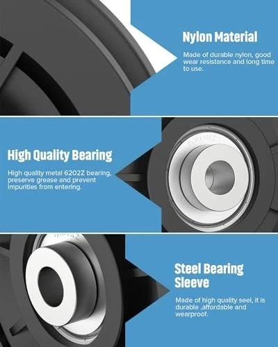 90mm/3.5&Prime; Universal Nylon Bearing Pulley-Wheel Replace for Home Gym 12 Pack