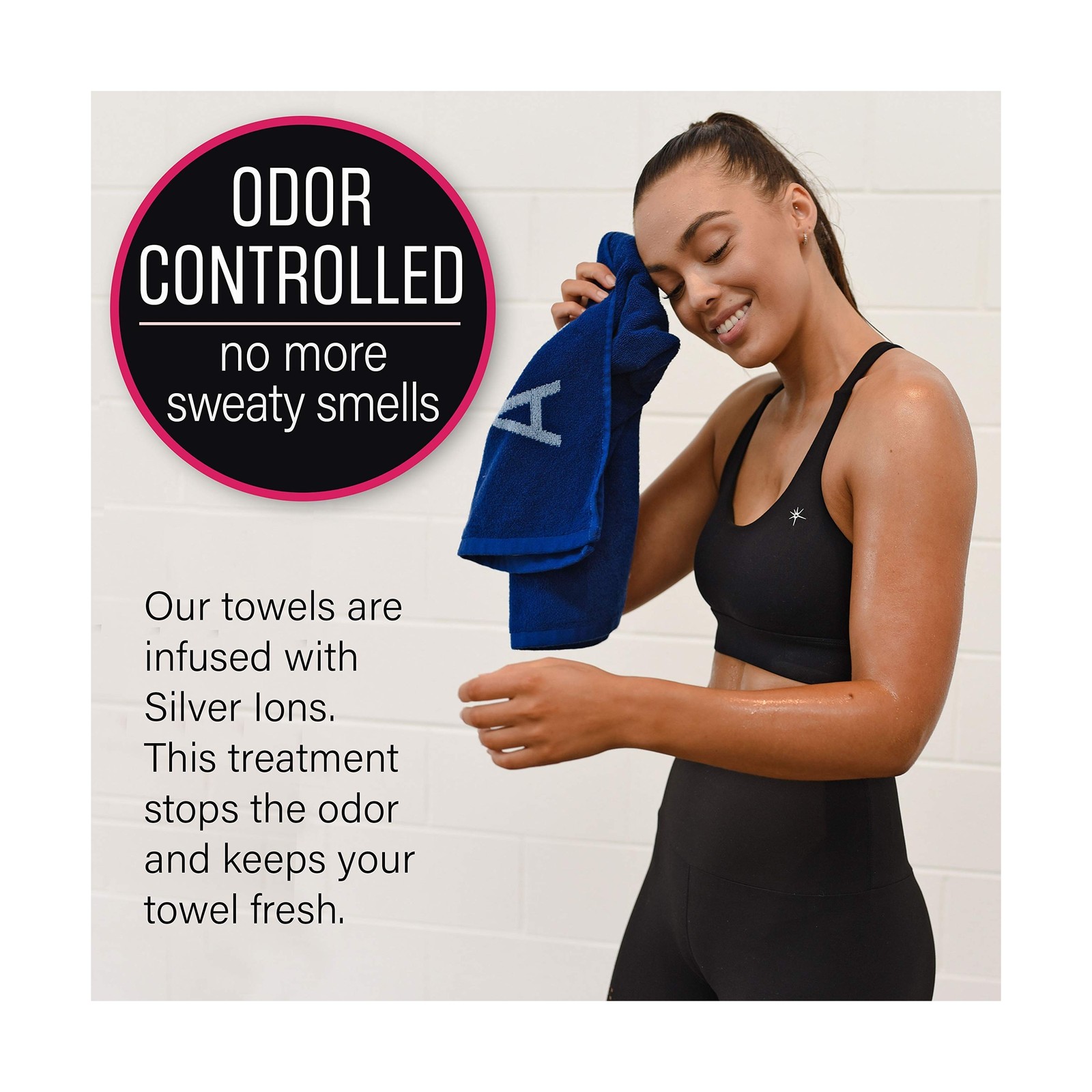 Blue Organic Cotton Gym Towel for Men and Women – Silver Infused Sweat Towels…