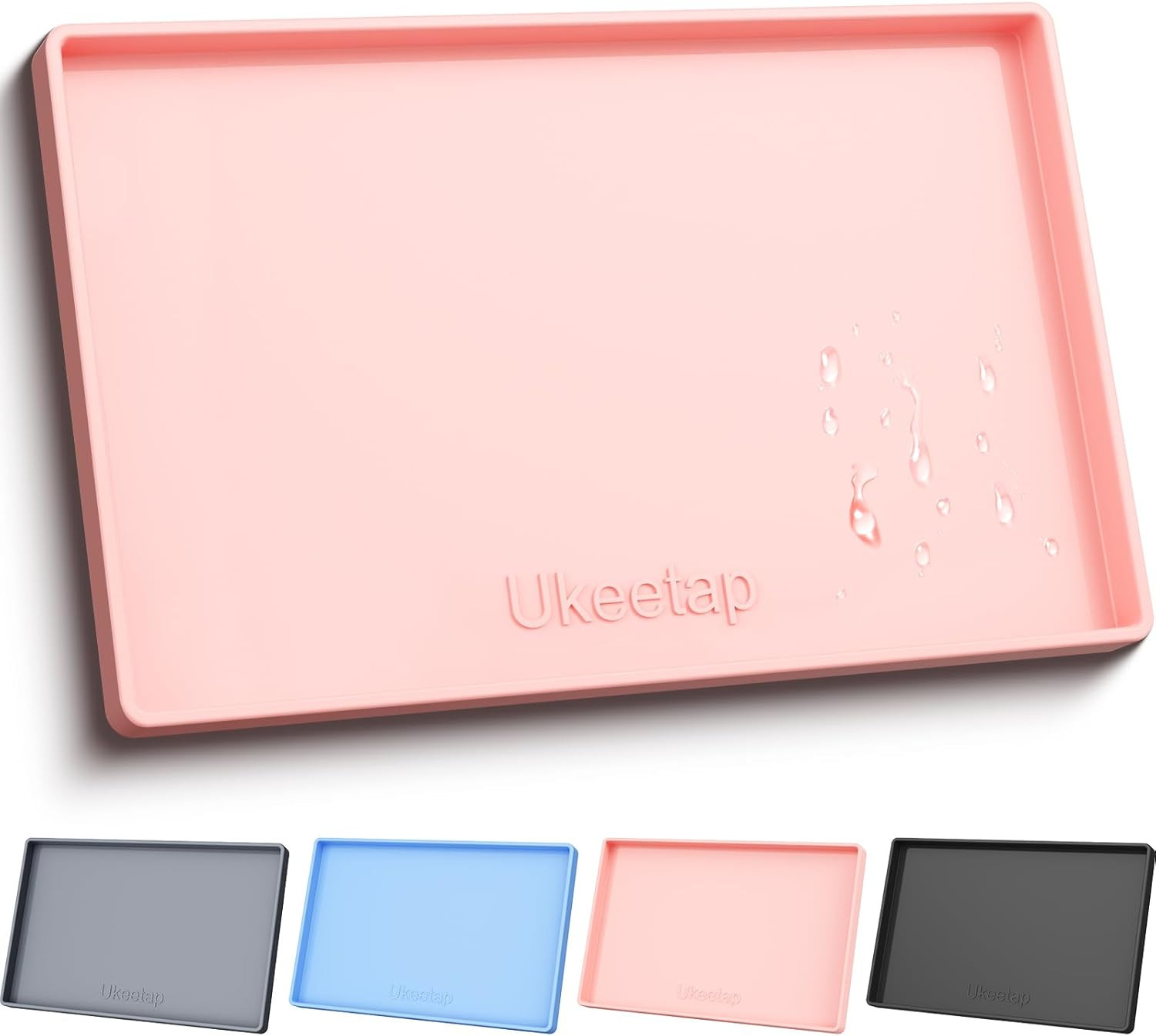 Extra Thick Silicone Mat Waterproof with Raised Edge 19” X 12”, BPA Free Non-Sli