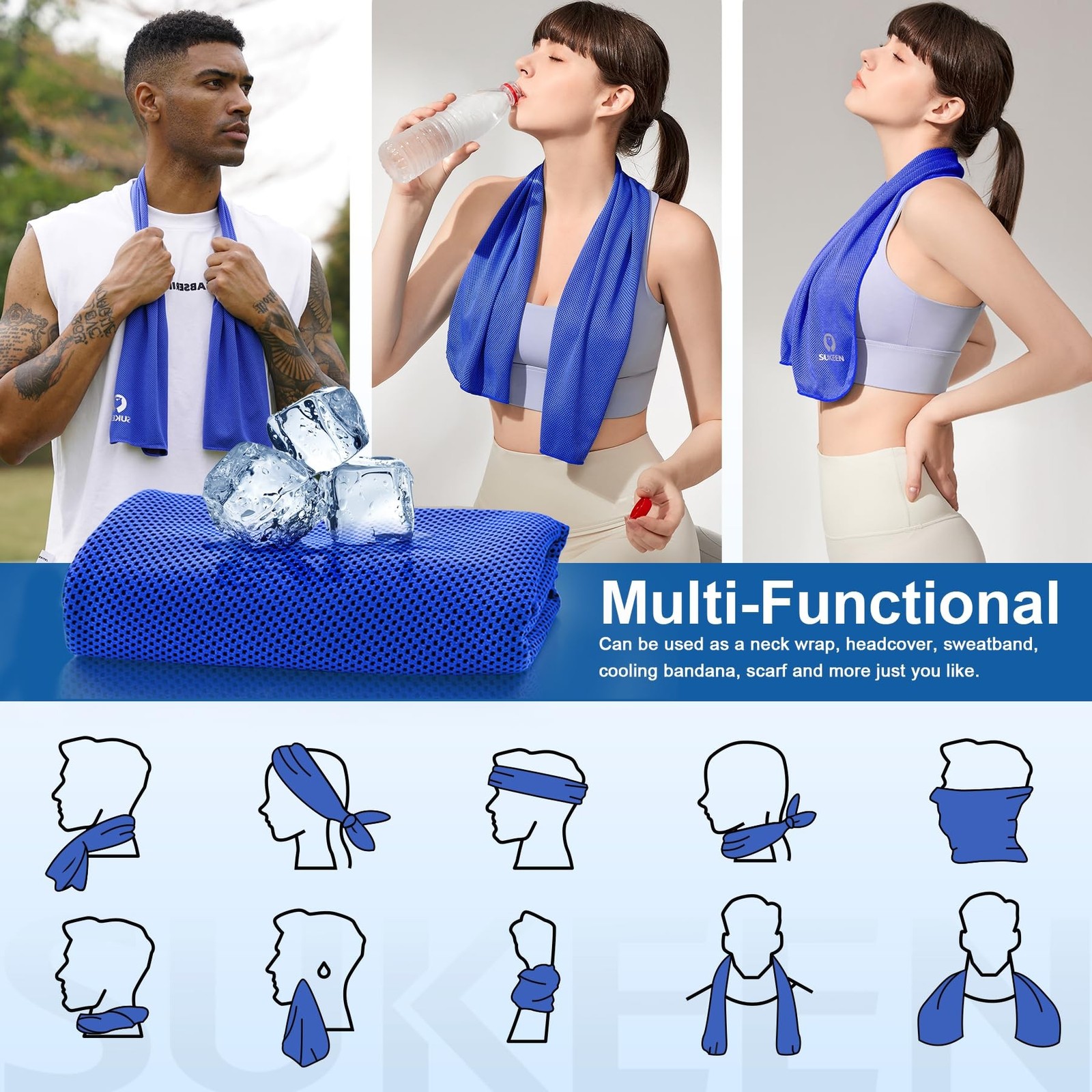 Sukeen Cooling Towels 6 Pack (40&Prime;x12&Prime;), Cooling Towels for Neck and Face, Qui…