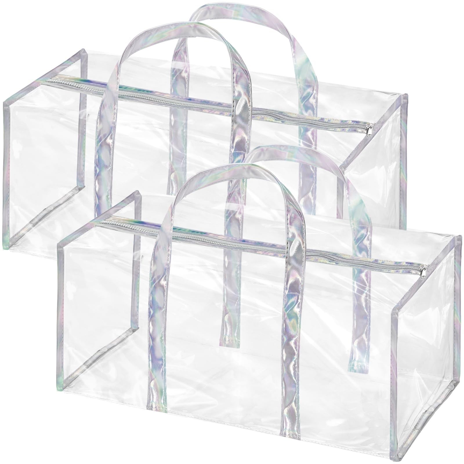 Lyellfe 2 Pack Clear Duffle Bag for Women, Heavy Duty Sports Tote Gym Bags, L…