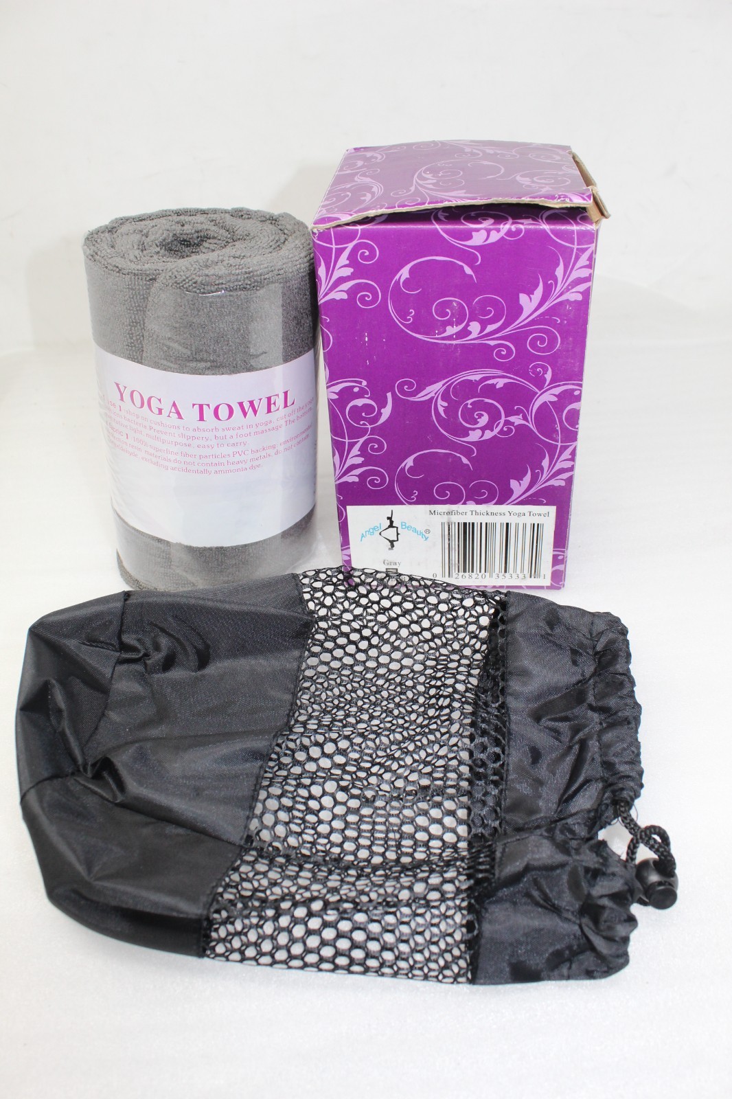 Angelbeauty Microfiber Thickness Non-Slip Hot Yoga Towel with Carry Bag 72&Prime; Gray