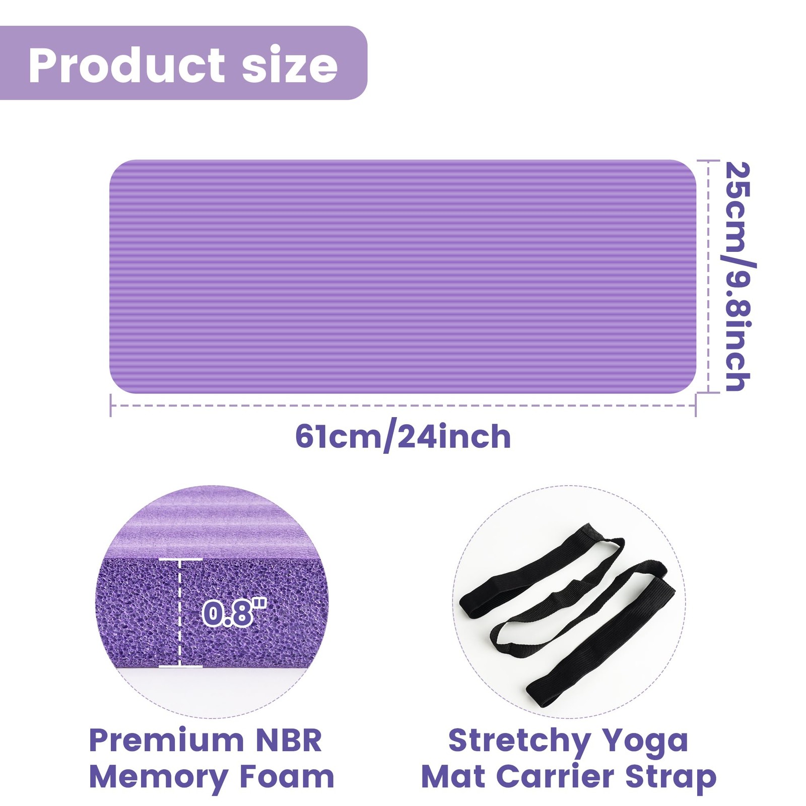 HASSLICKIT Yoga Knee Pad Cushion, 24 x 9.8 x 0.8 in Thick Mini Yoga Mat, Odor…