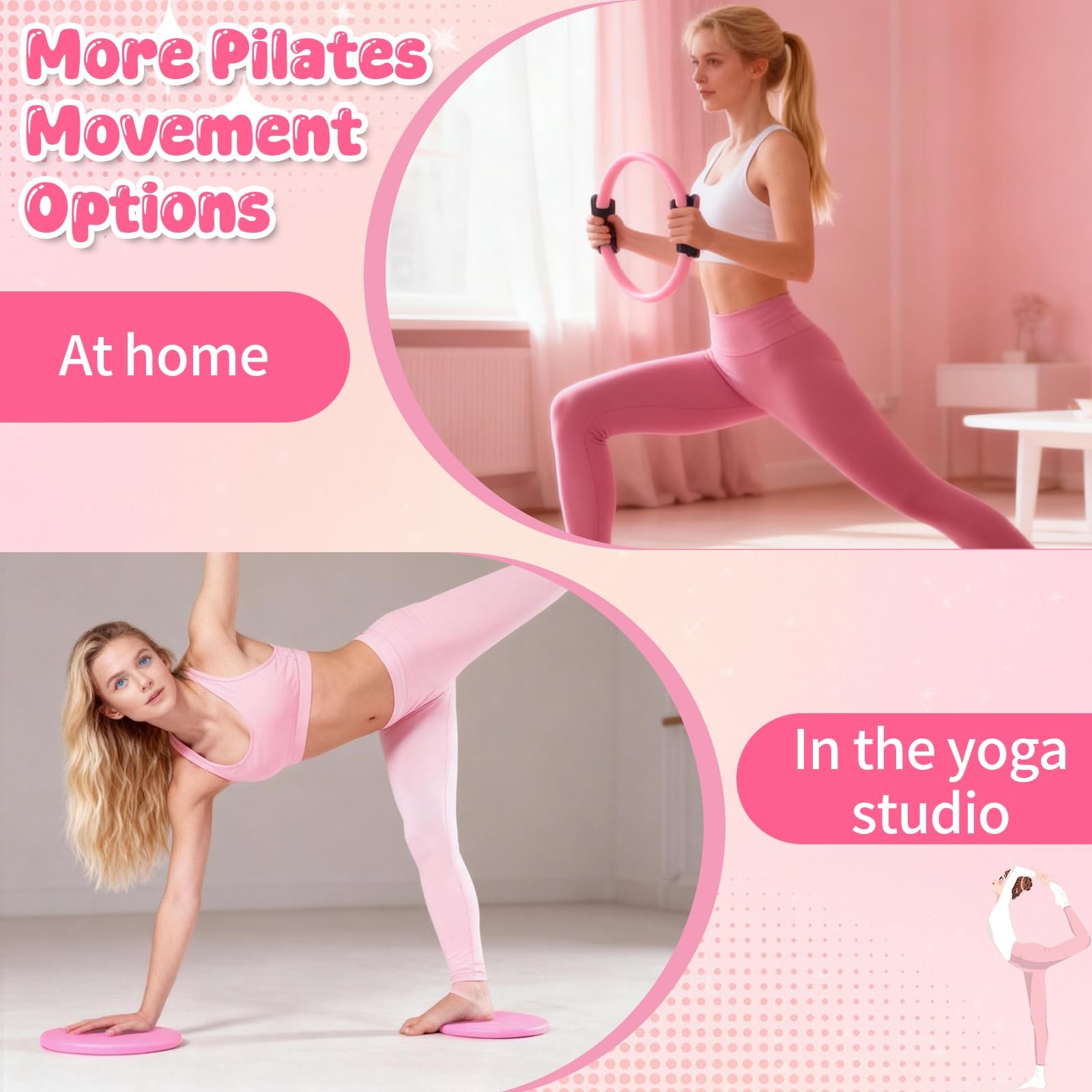 Pilates Equipment Kit for Home Workouts – 18pcs Set- 14 » Ring pink