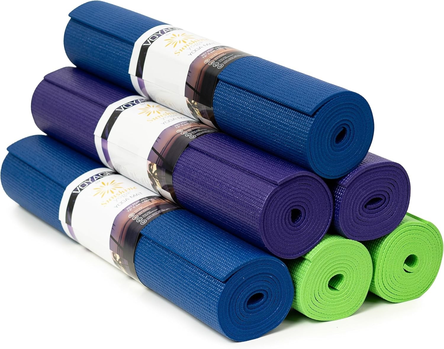 6 Pack 72&Prime; x 24&Prime; Voyage Yoga Mat – 5mm Professional Bulk Mats for Studio & Gym