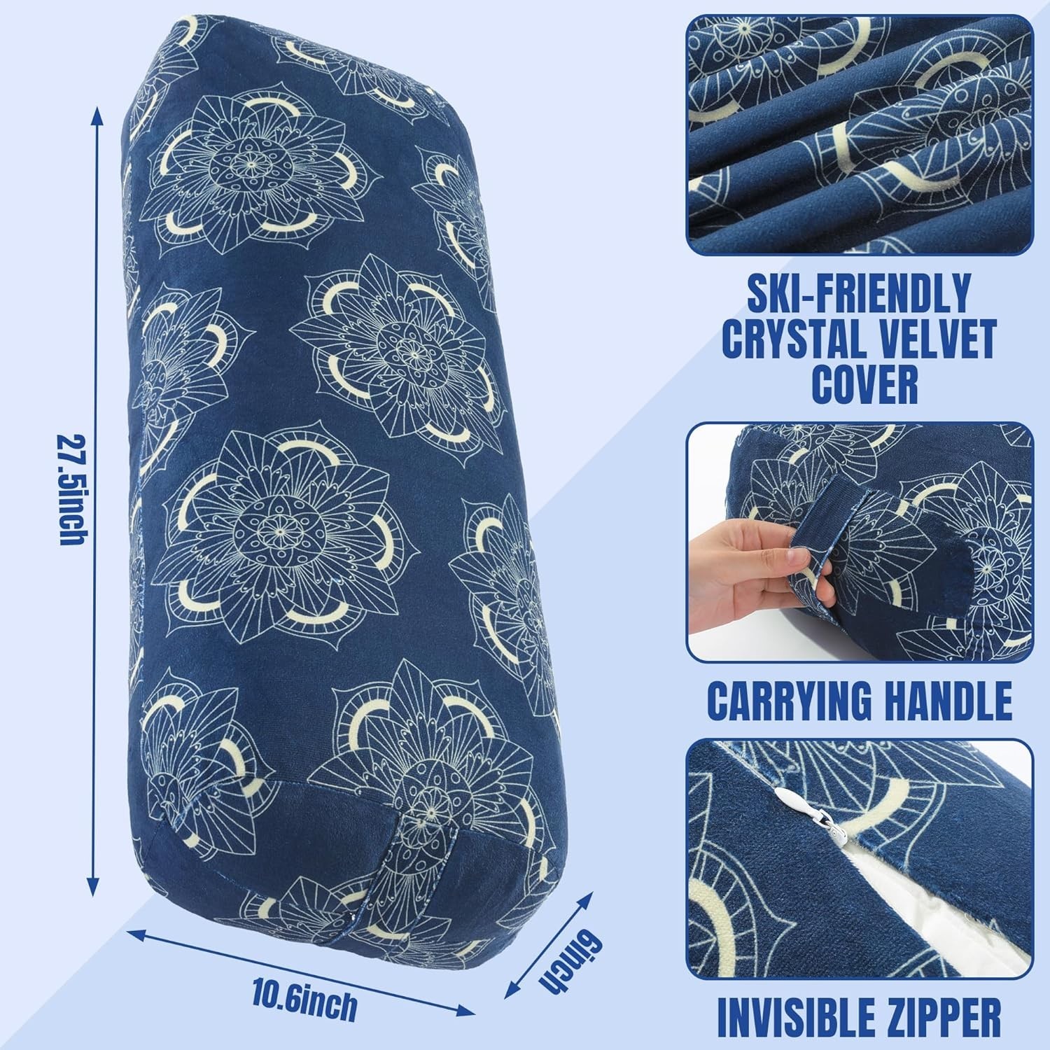 Yoga Bolster Pillow, Rectangular Yoga Bolster for Restorative & Meditation, P…