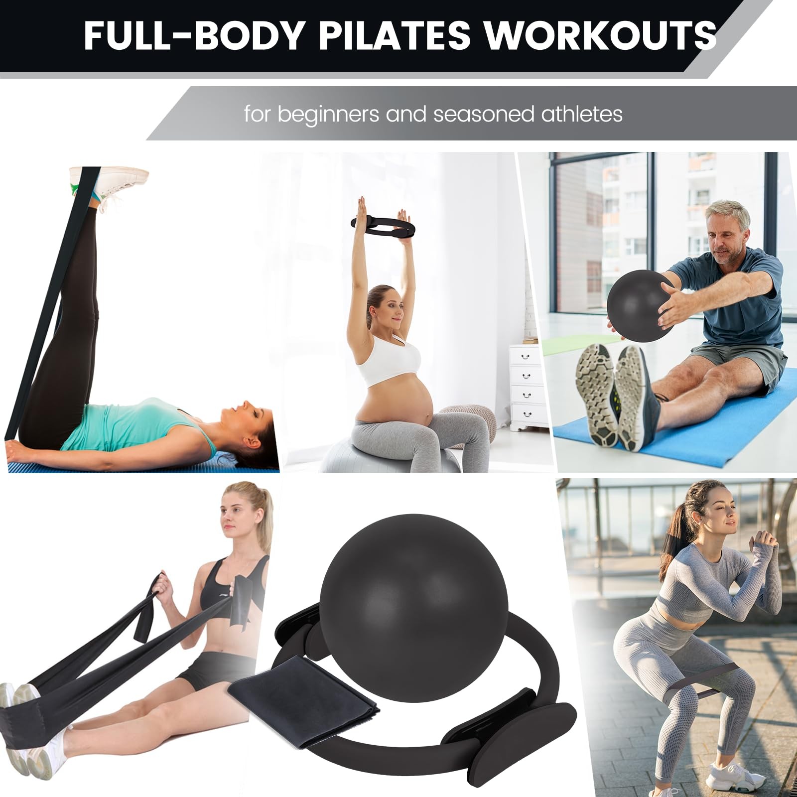 Pilates Ring and Ball Set Bulk, Pilates Equipment with 12 Inch Pilates Circle…