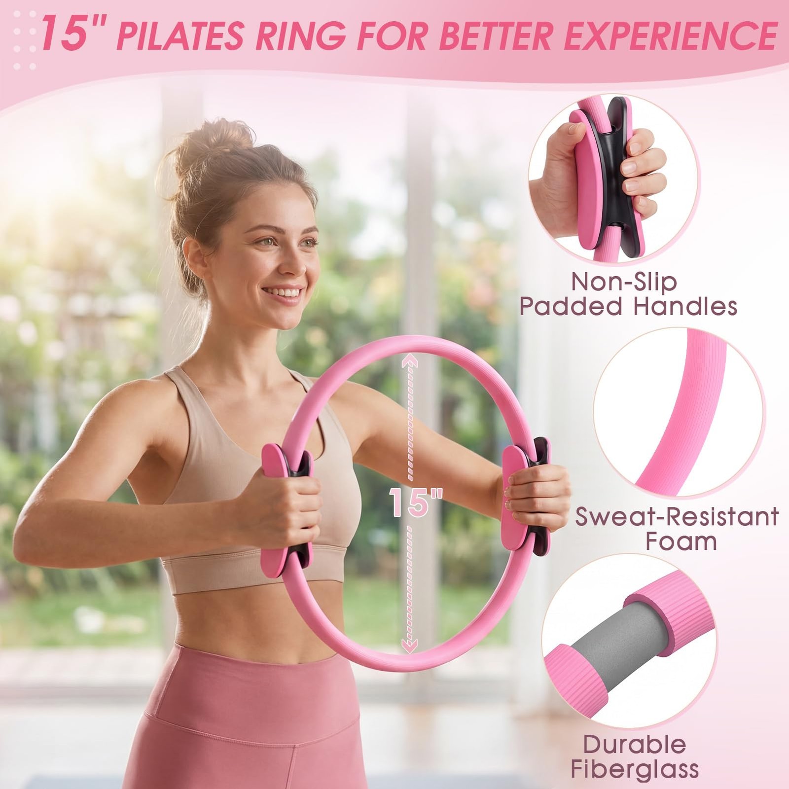Pilates Equipment Kit for ,28PCS,Home Workout,Pink