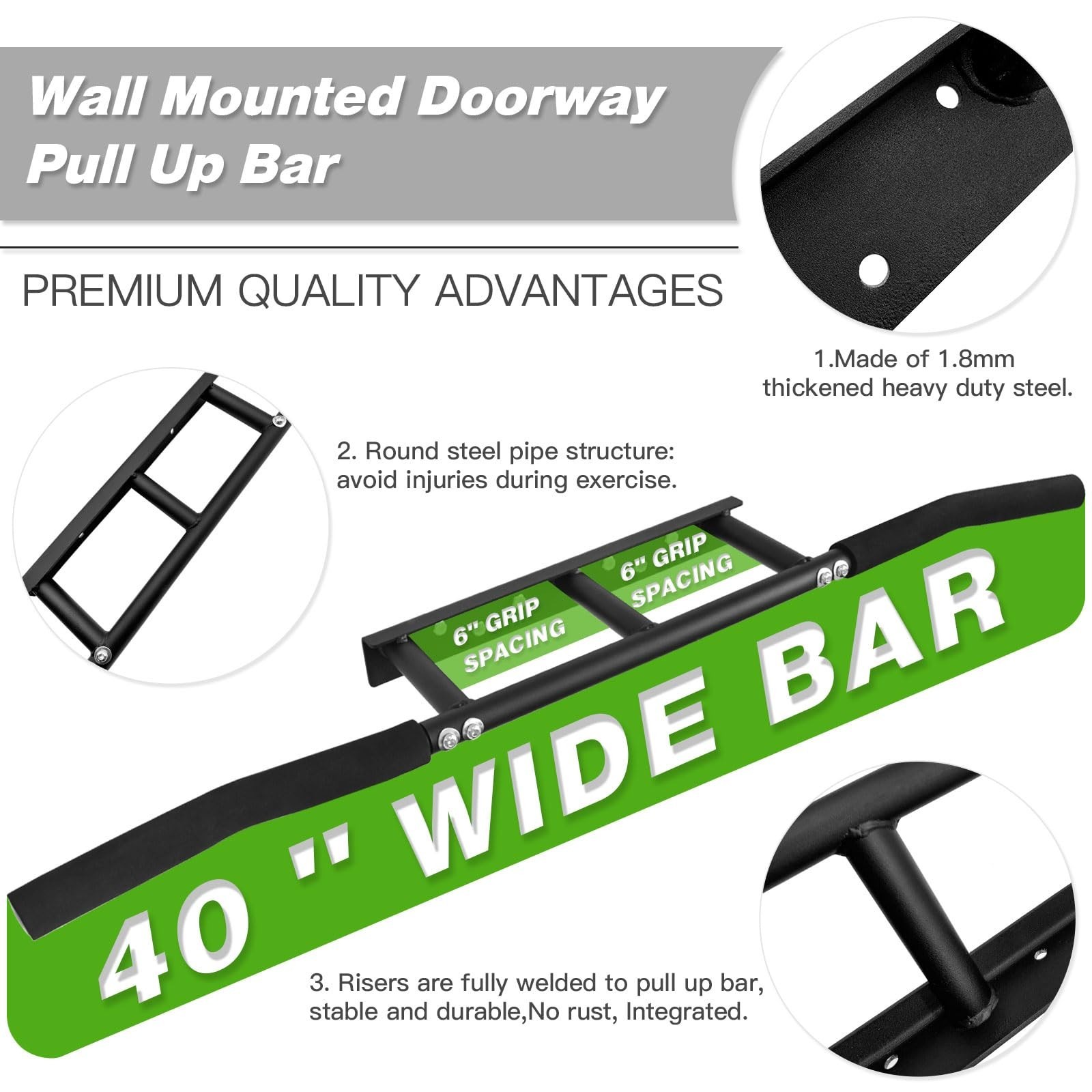 ATENTO Pull Up Bar, Chin Up Bars Ceiling Mount, Workout for Home Gym, Beam, C…