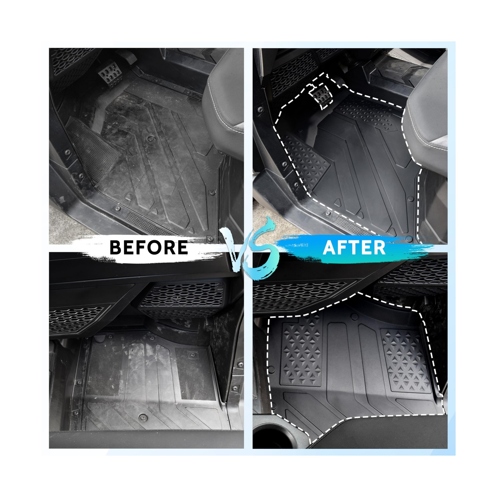 TPE Floor Mats for Polaris Ranger XD 1500, Front Rubber Floor Mat All Weather…