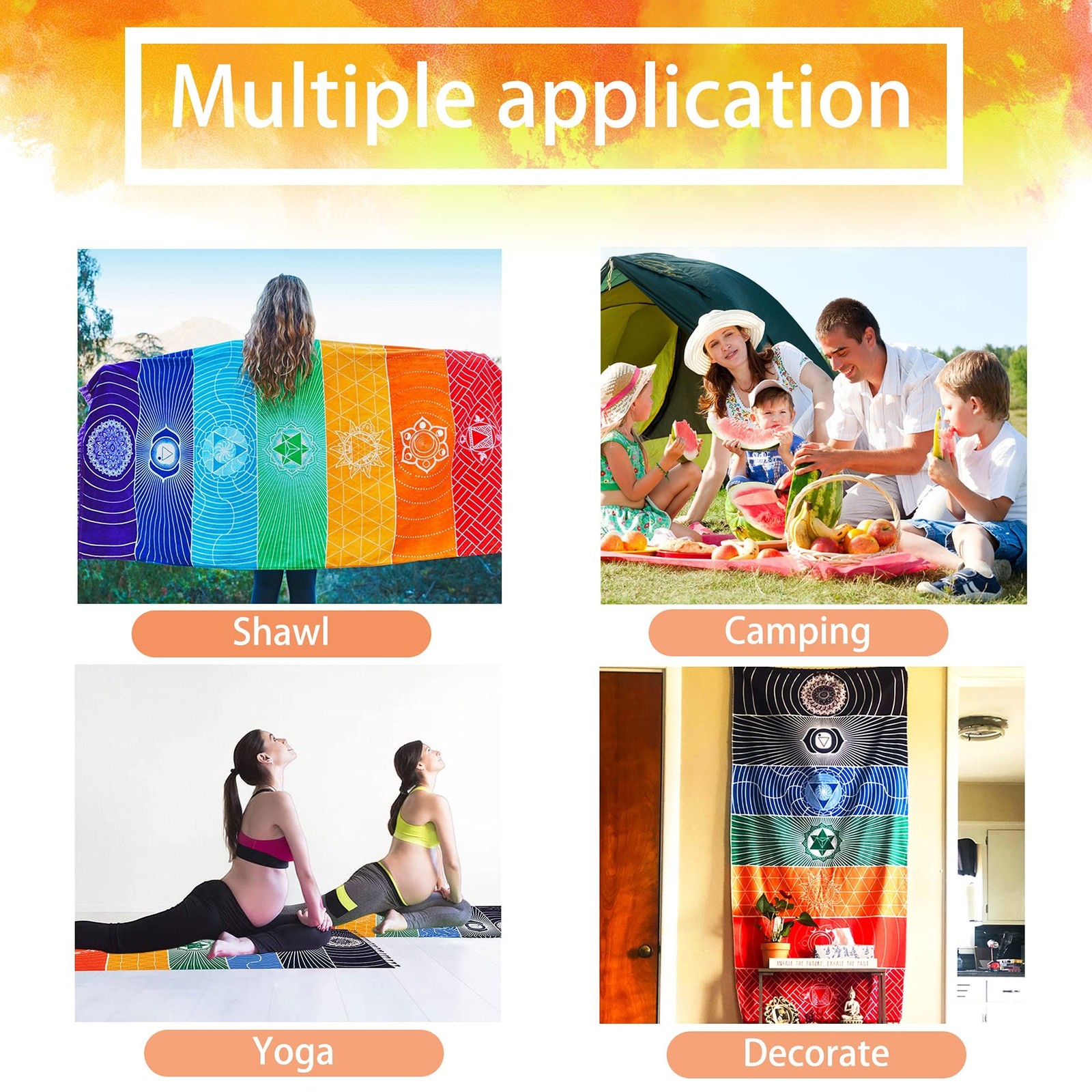 Mexican Yoga Mat Beach Picnic Blanket Chakra Meditation Mat Yoga Rug Sunscree…