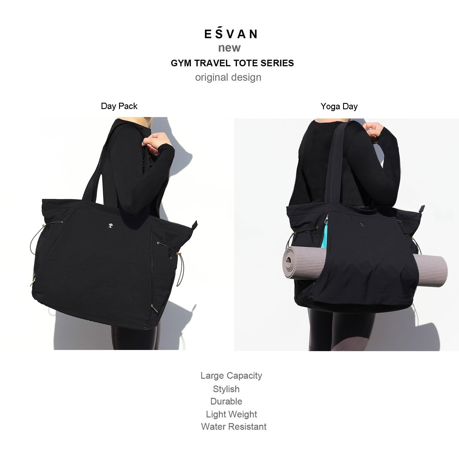 Womens Yoga Tote Bag Shoulder Drawstring Office Workout Travel Carryall Gym