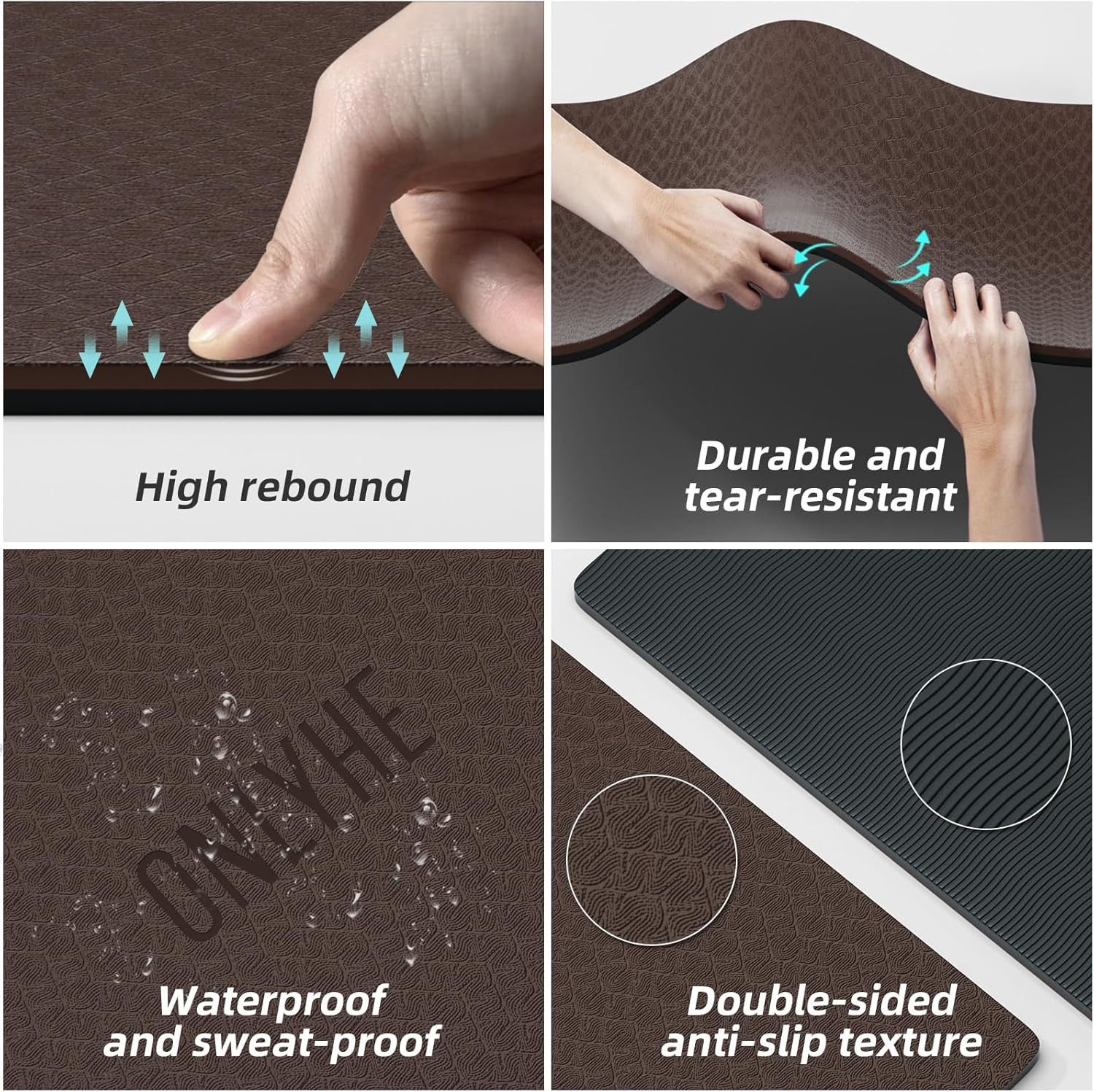 Thick 8mm Non-Slip Yoga Mat with Carrier Strap for Home Workouts – 71&Prime;x24