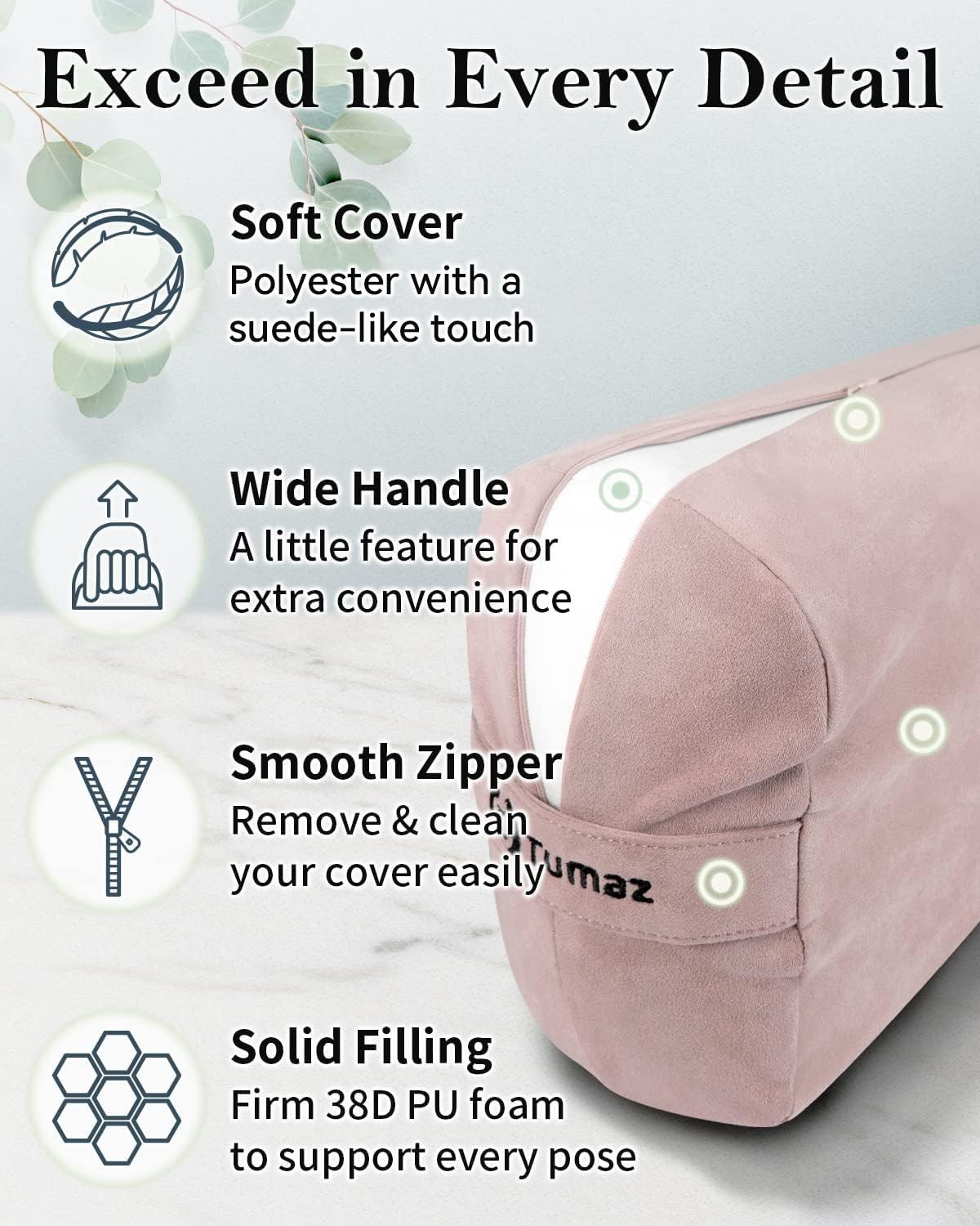 Yoga Bolster Set – Rectangular Bolster Pillow Restorative Soft Meditation Pillow