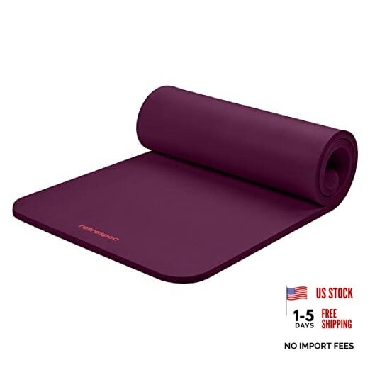Boysenberry Solana Yoga Mat – 1&Prime; Thick & Nylon Strap for Men & Women