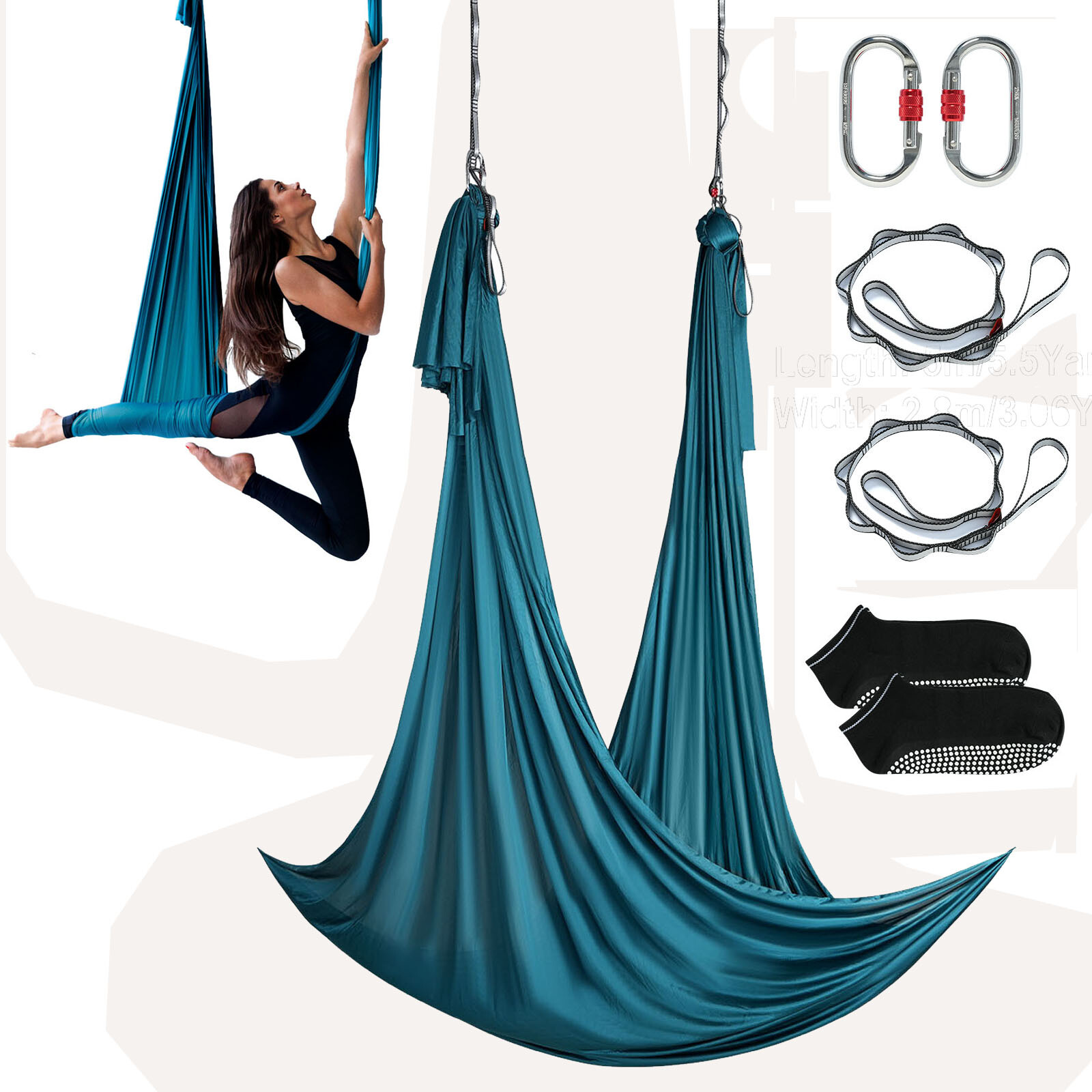 VEVOR Yoga Swing Aerial Hammock 5.5 Yards Nylon Hanging Sling Inversion Green