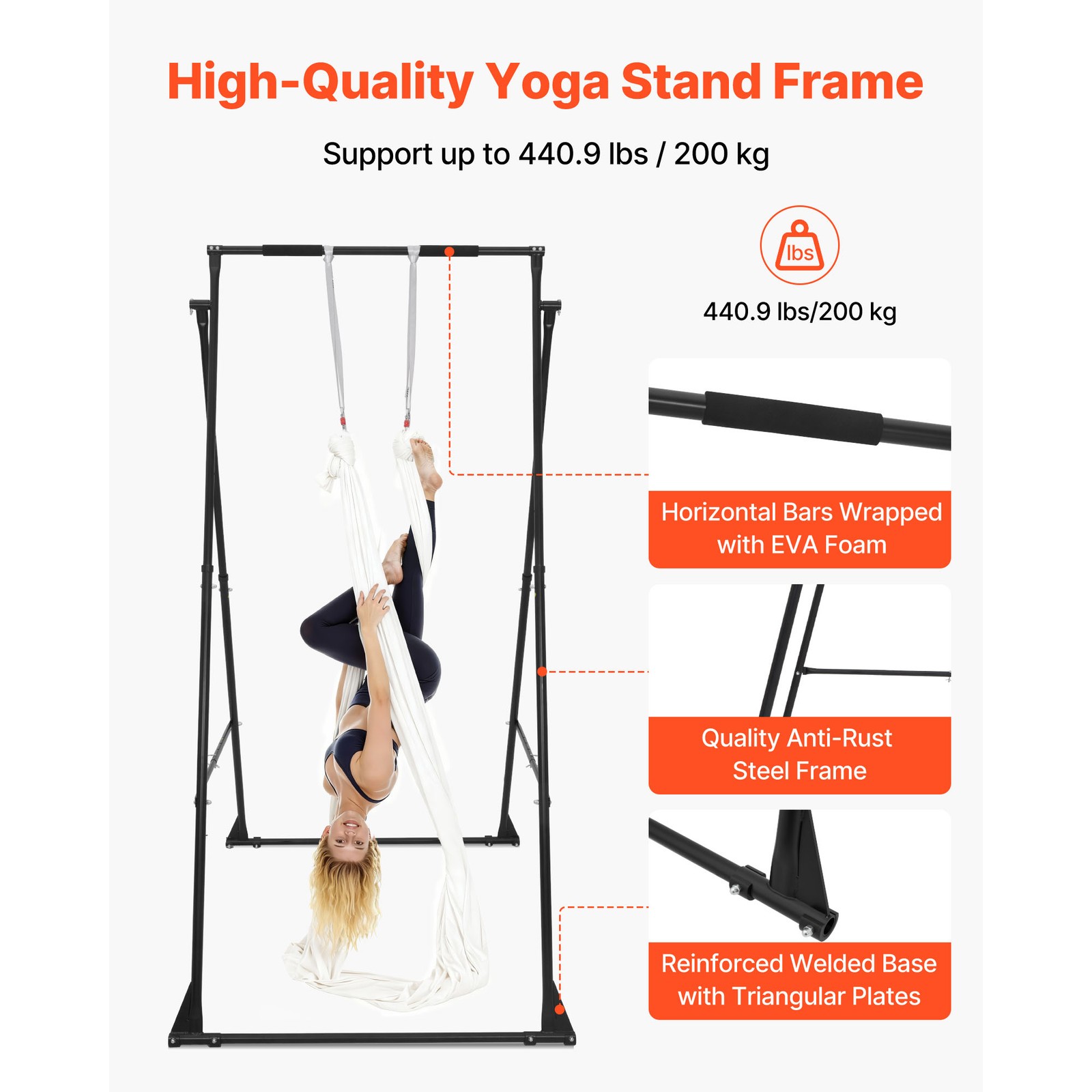 Uimoso Yoga Stand Frame 440 lbs Capacity with 6.6-Yard Aerial Hammock