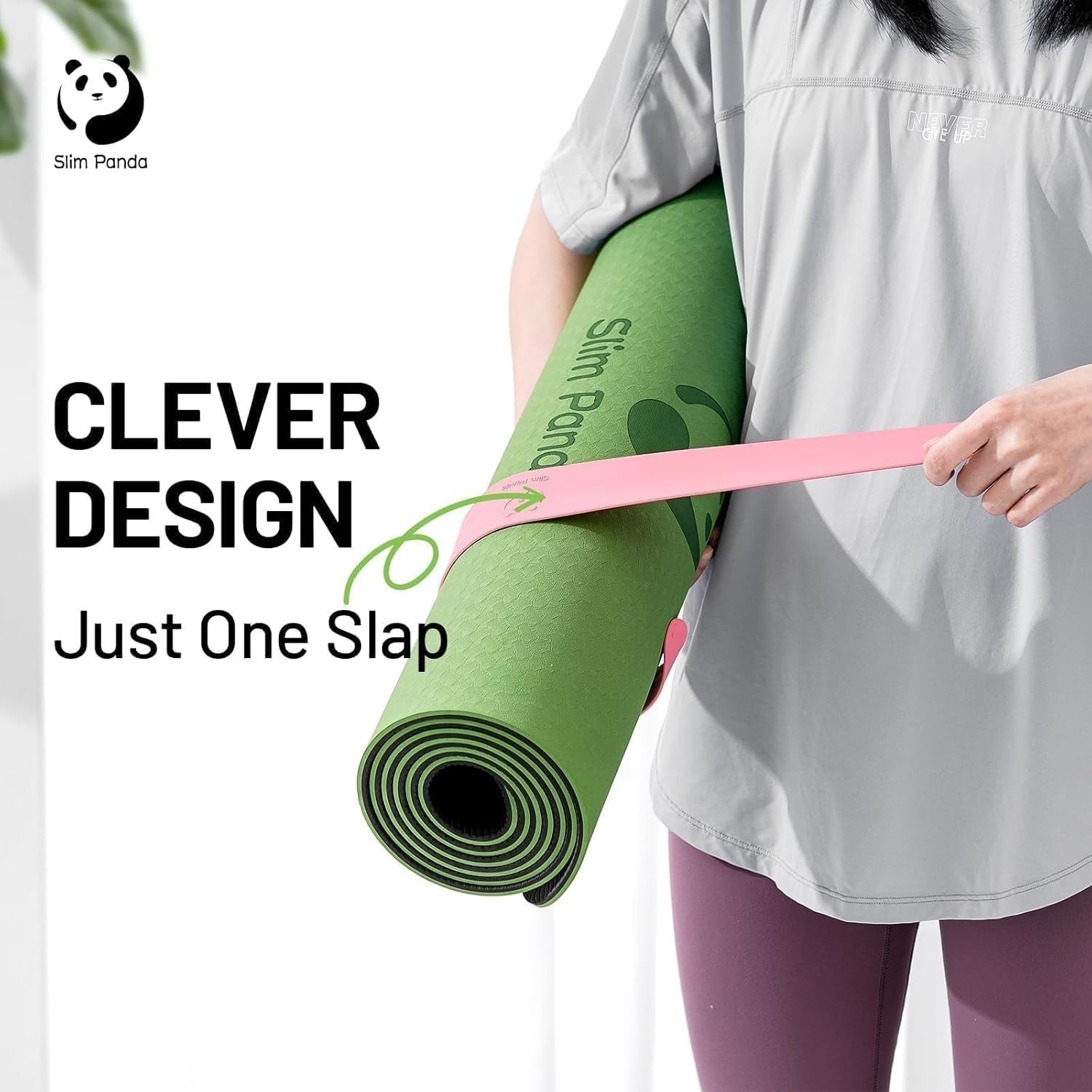Yoga Mat Strap Slap Band, One Snap Keeps Mats Tightly Rolled, Heavy-Duty Clas…