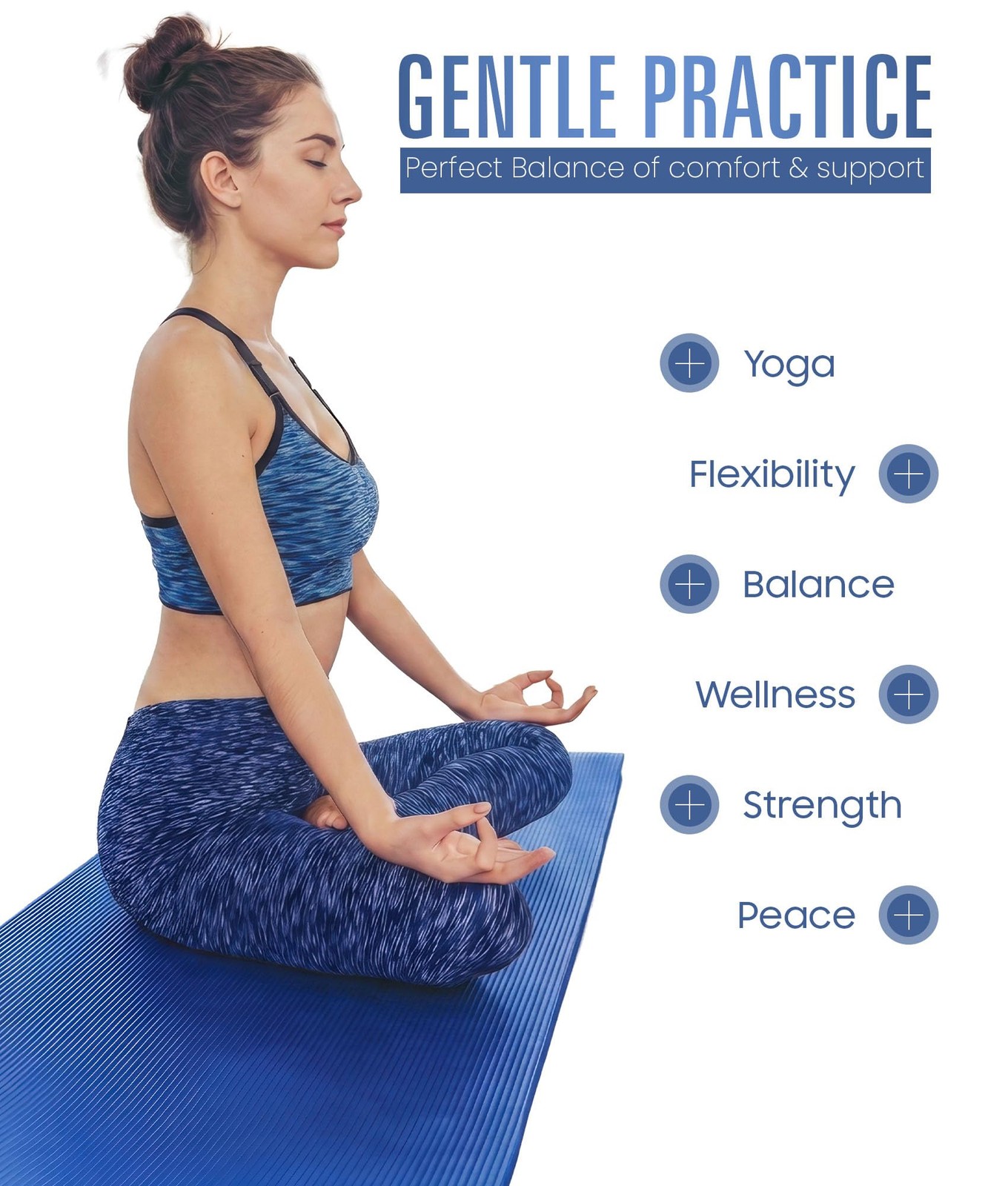 ROMIX Yoga Mat Thick 2/5 Inch (10mm), 72&Prime;L x 24&Prime;W Non-Slip Workout Mat, Blue