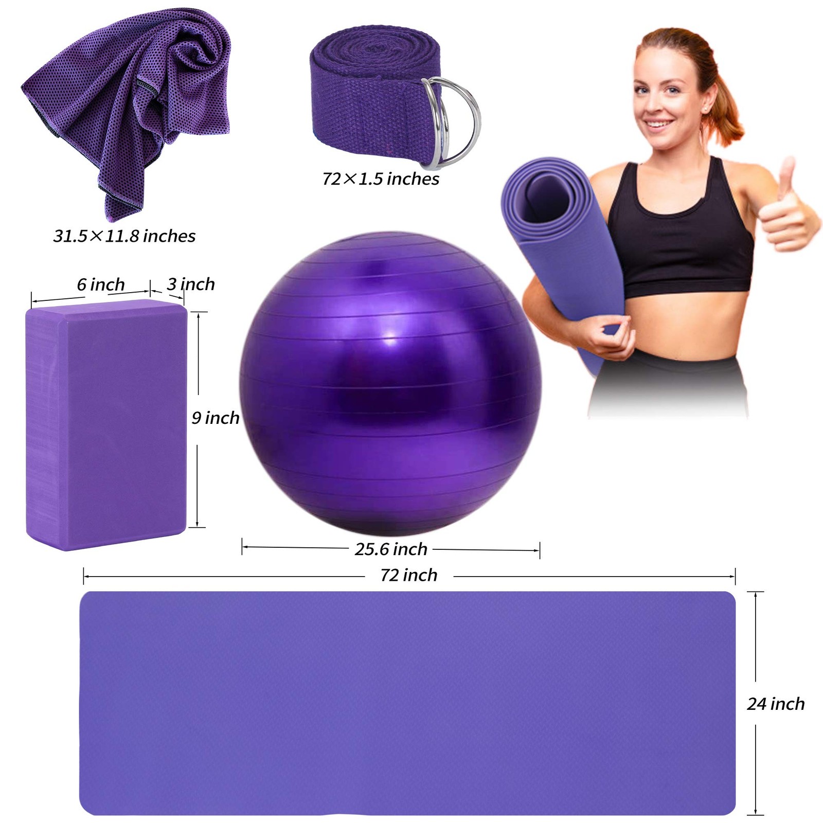 Yoga Starter Kit 11piece Set With Yoga Blocks Strap Ball Mat Carrying Strap Net