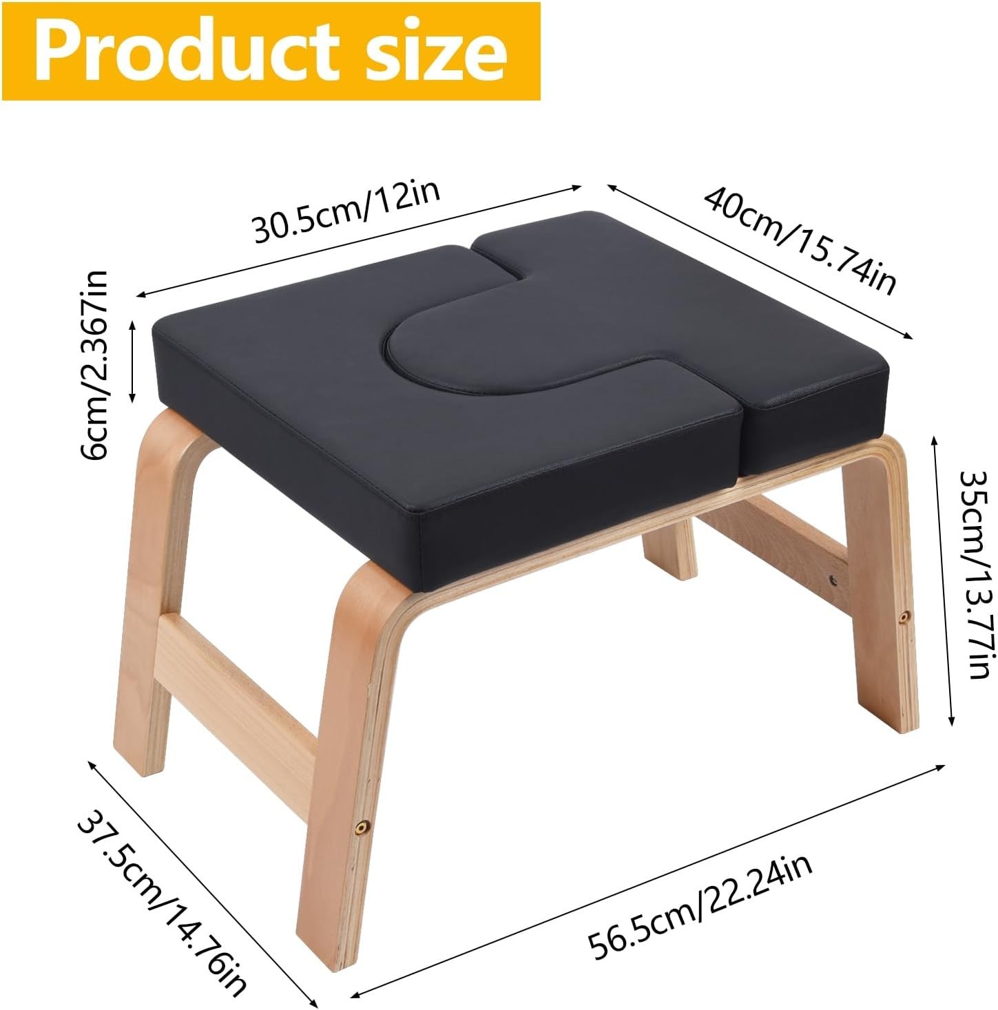Headstand Training Chair – Eco-Friendly Wood, 300 lbs Capacity with Asana Guide